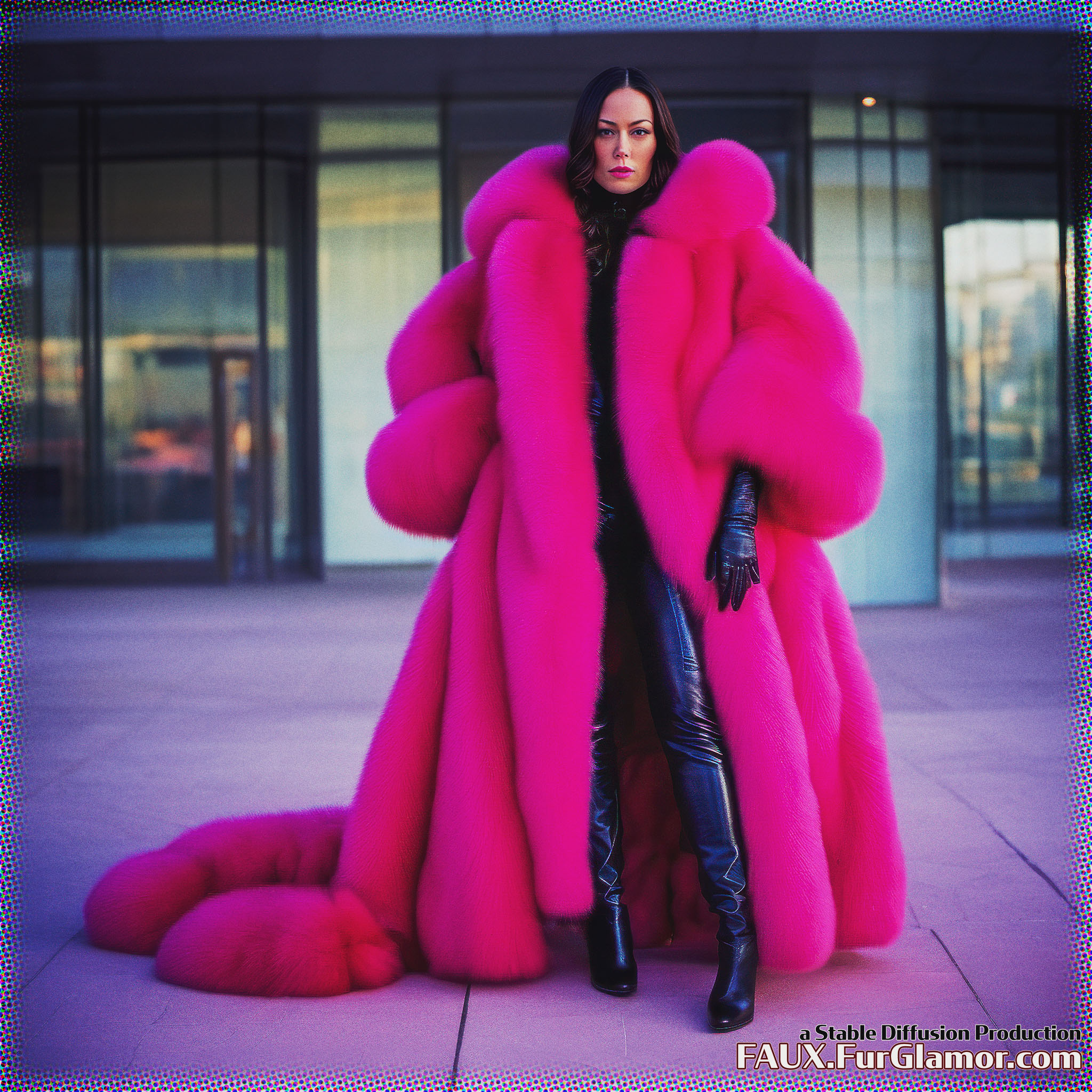 Stable Diffusion Render of Olivia Wilde in a Fur Coat