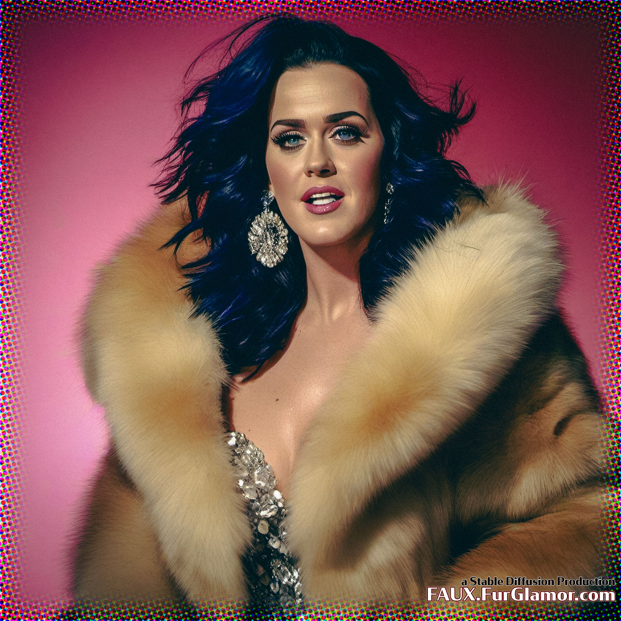 Stable Diffusion Render of Katy Perry in a Fur Coat