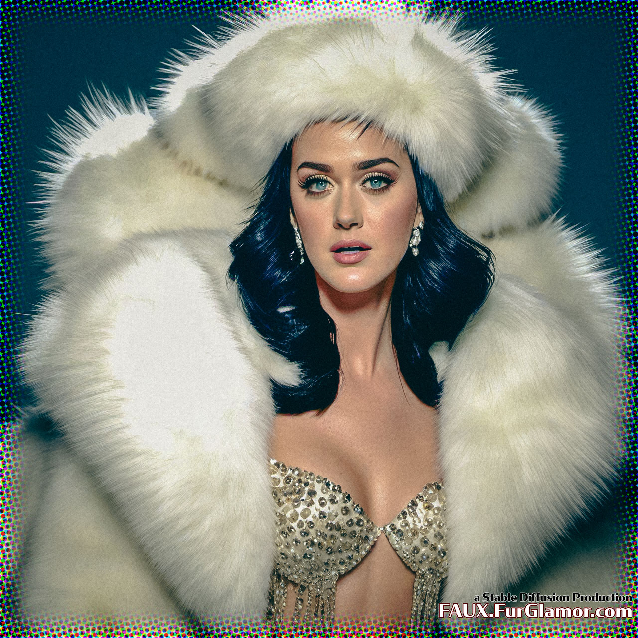 Stable Diffusion Render of Katy Perry in a Fur Coat