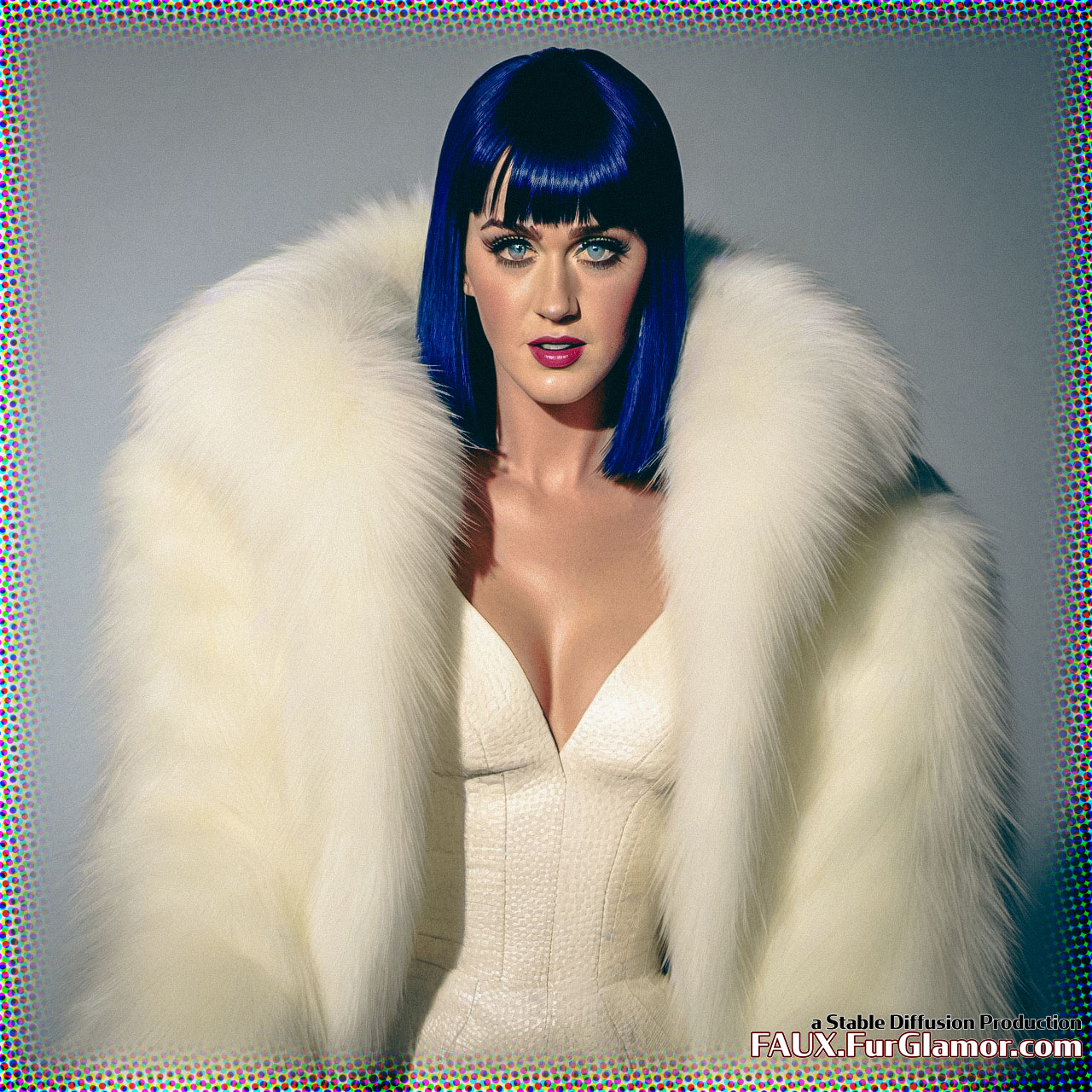 Stable Diffusion Render of Katy Perry in a Fur Coat