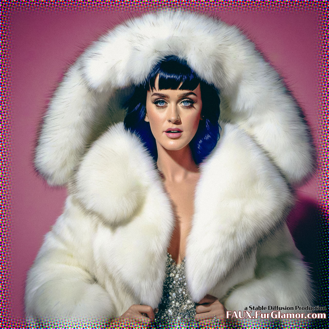 Stable Diffusion Render of Katy Perry in a Fur Coat