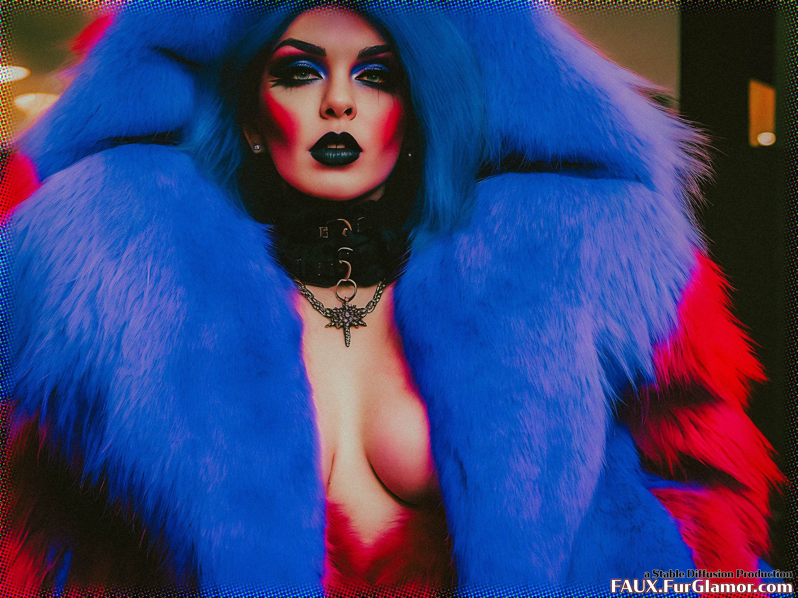 Stable Diffusion Render of Lindsay Lohan in a Fur Coat