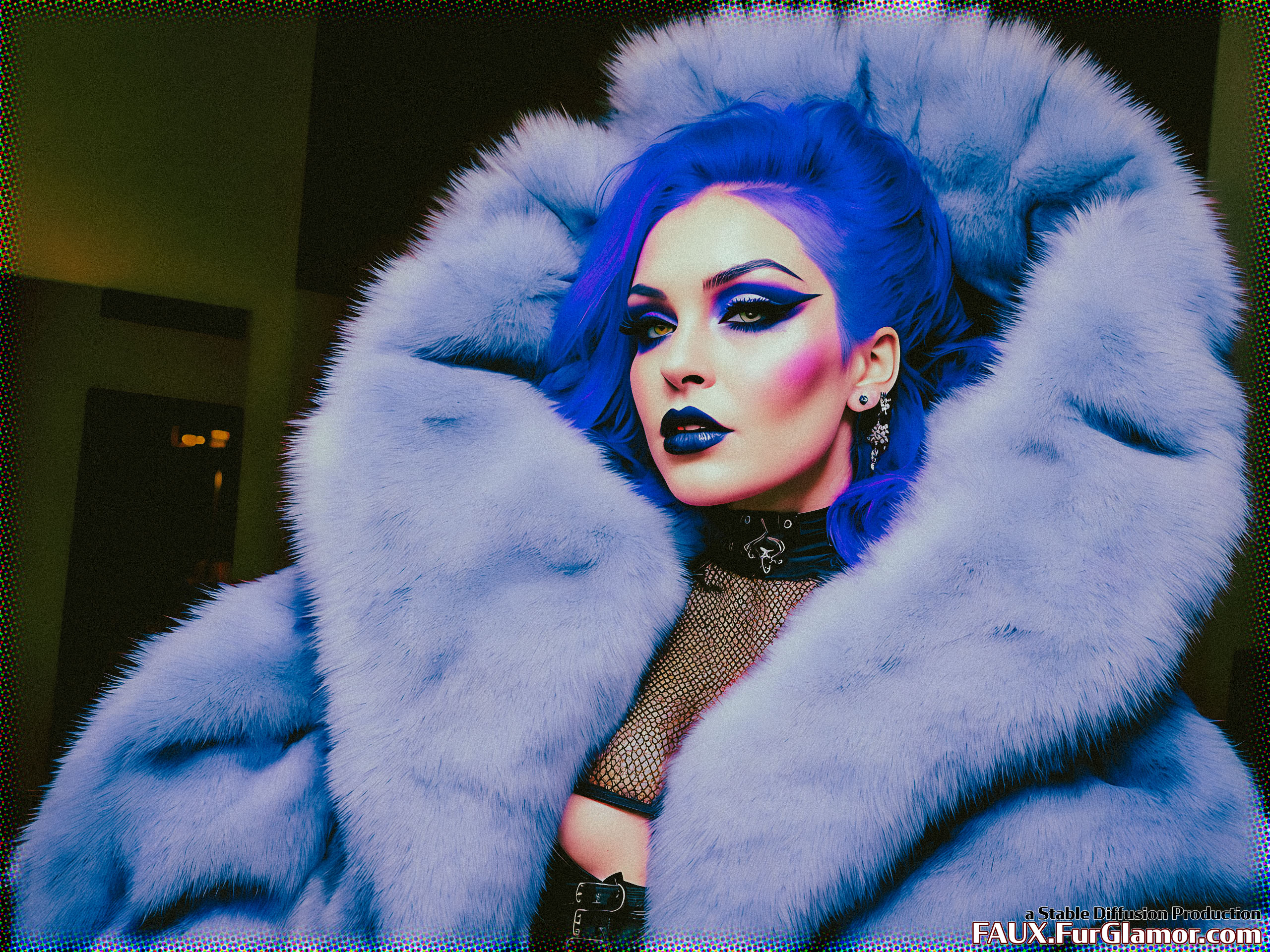 Stable Diffusion Render of Lindsay Lohan in a Fur Coat