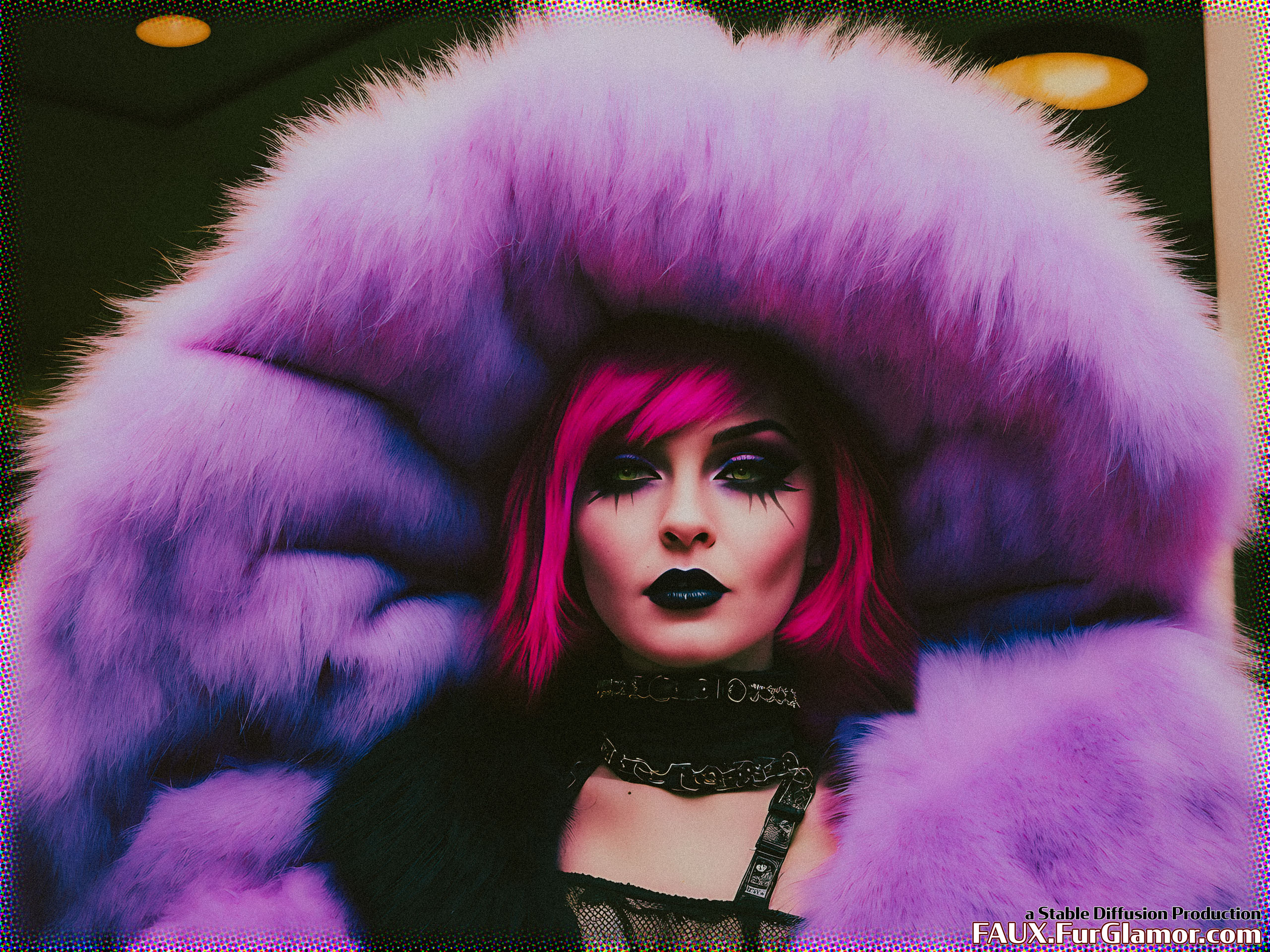 Stable Diffusion Render of Lindsay Lohan in a Fur Coat