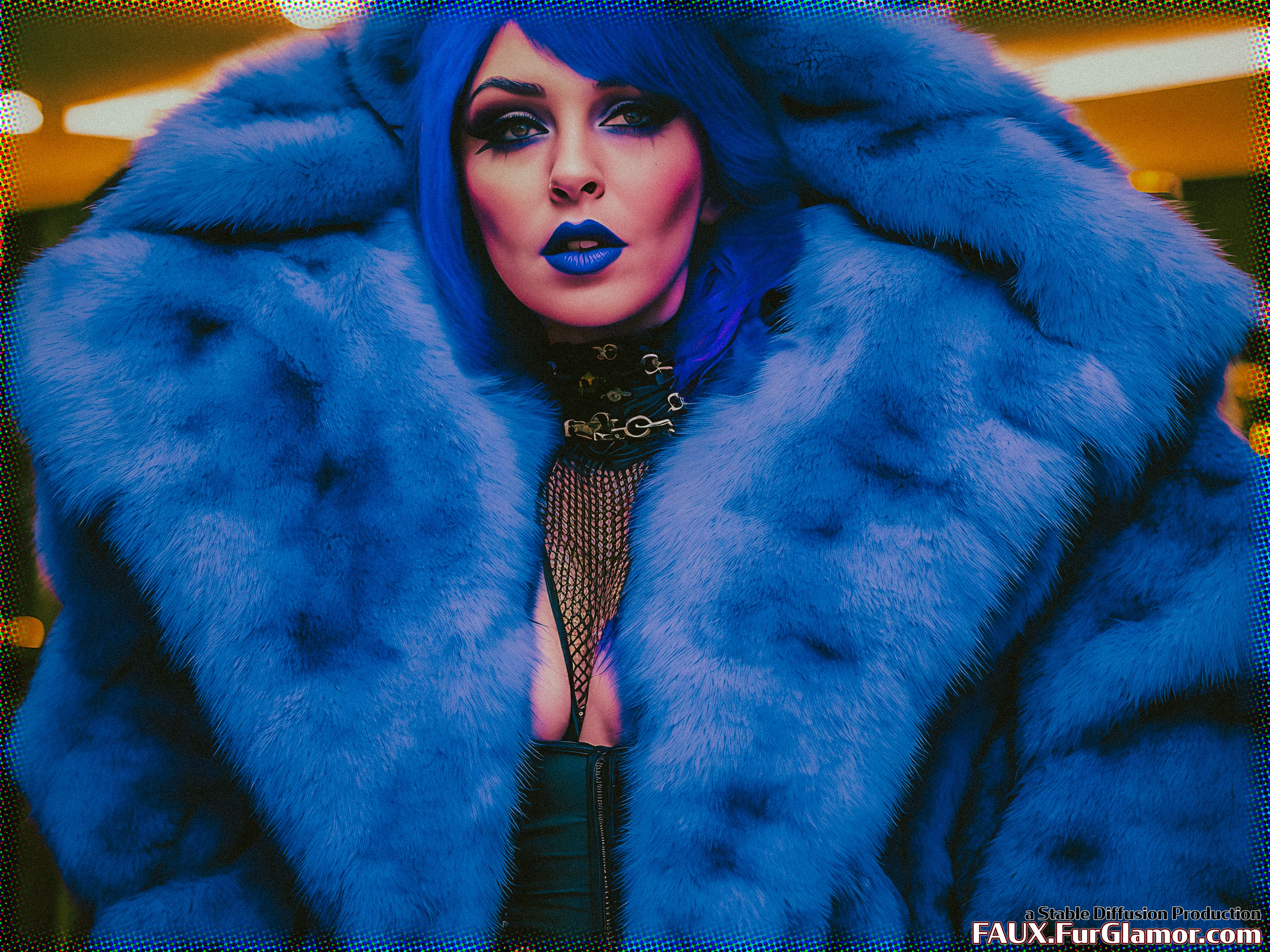 Stable Diffusion Render of Lindsay Lohan in a Fur Coat