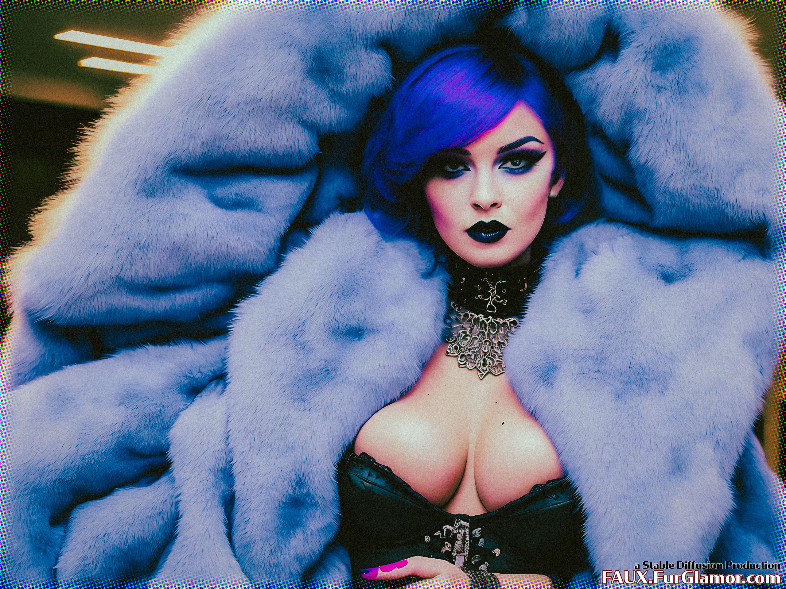 Stable Diffusion Render of Lindsay Lohan in a Fur Coat