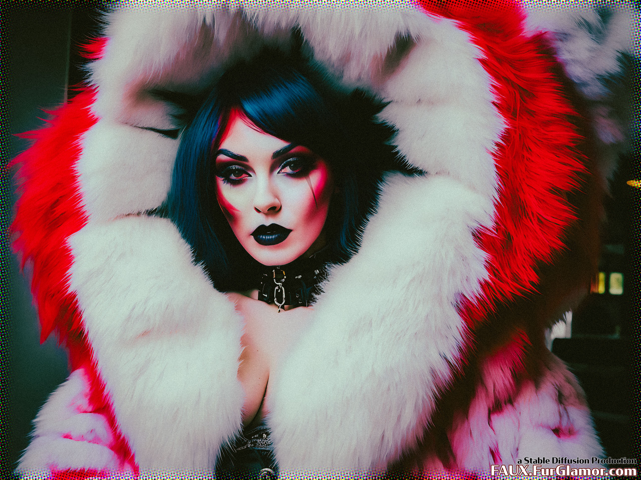 Stable Diffusion Render of Lindsay Lohan in a Fur Coat