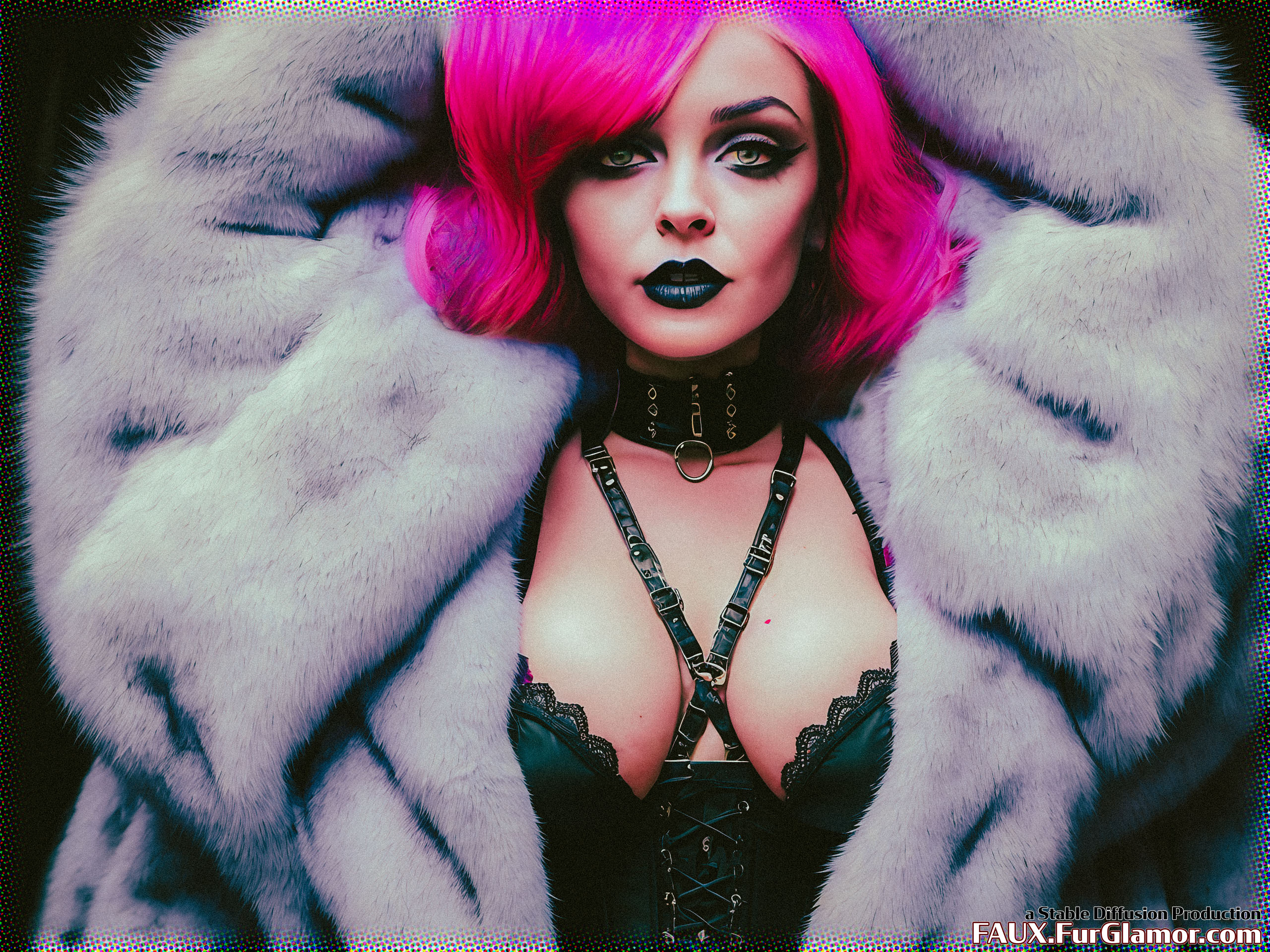Stable Diffusion Render of Lindsay Lohan in a Fur Coat