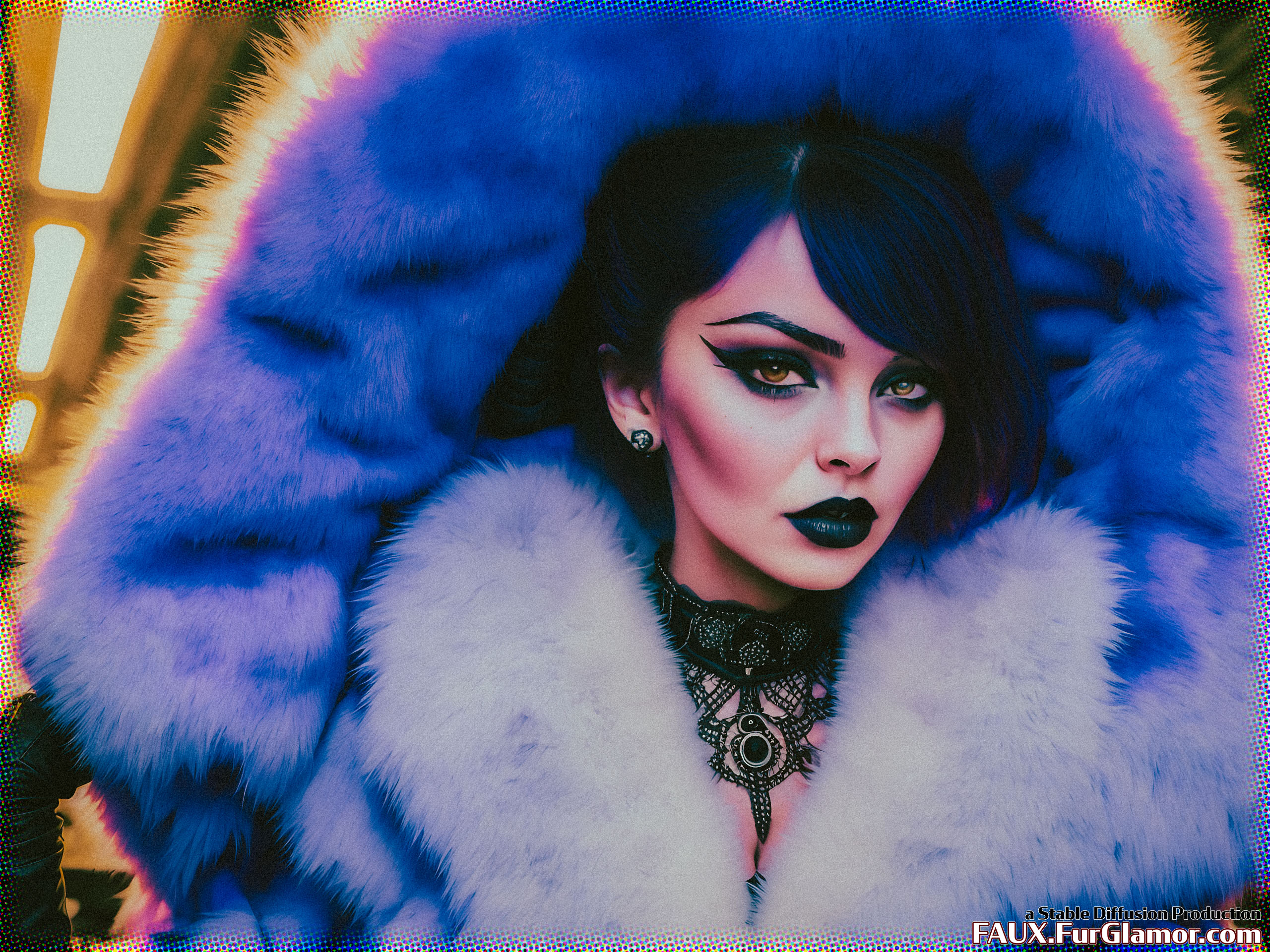 Stable Diffusion Render of Lindsay Lohan in a Fur Coat
