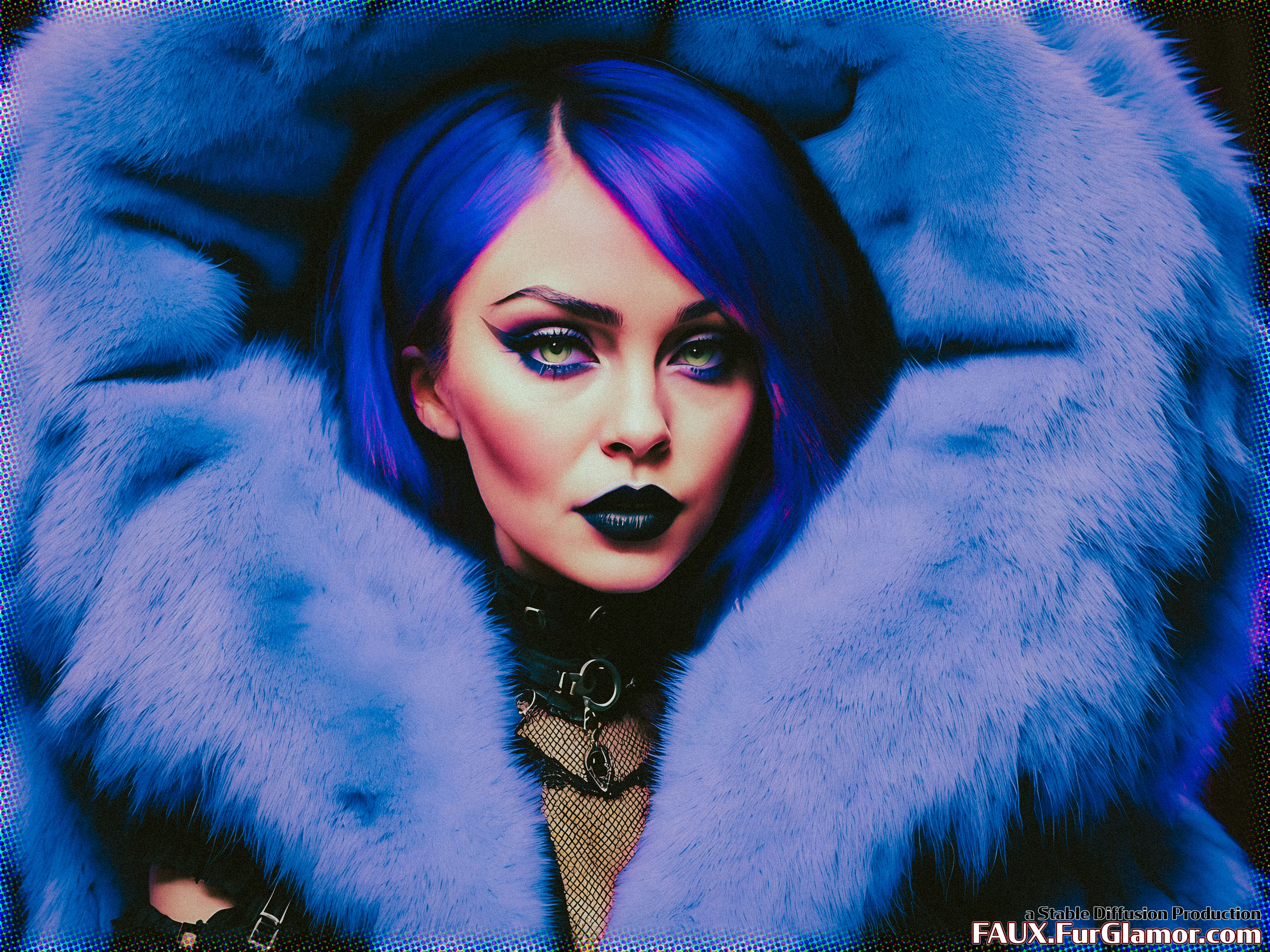 Stable Diffusion Render of Lindsay Lohan in a Fur Coat