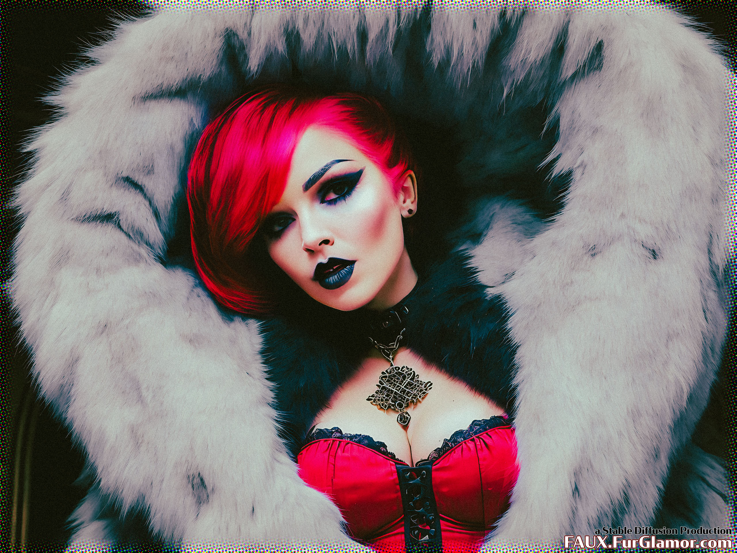 Stable Diffusion Render of Lindsay Lohan in a Fur Coat