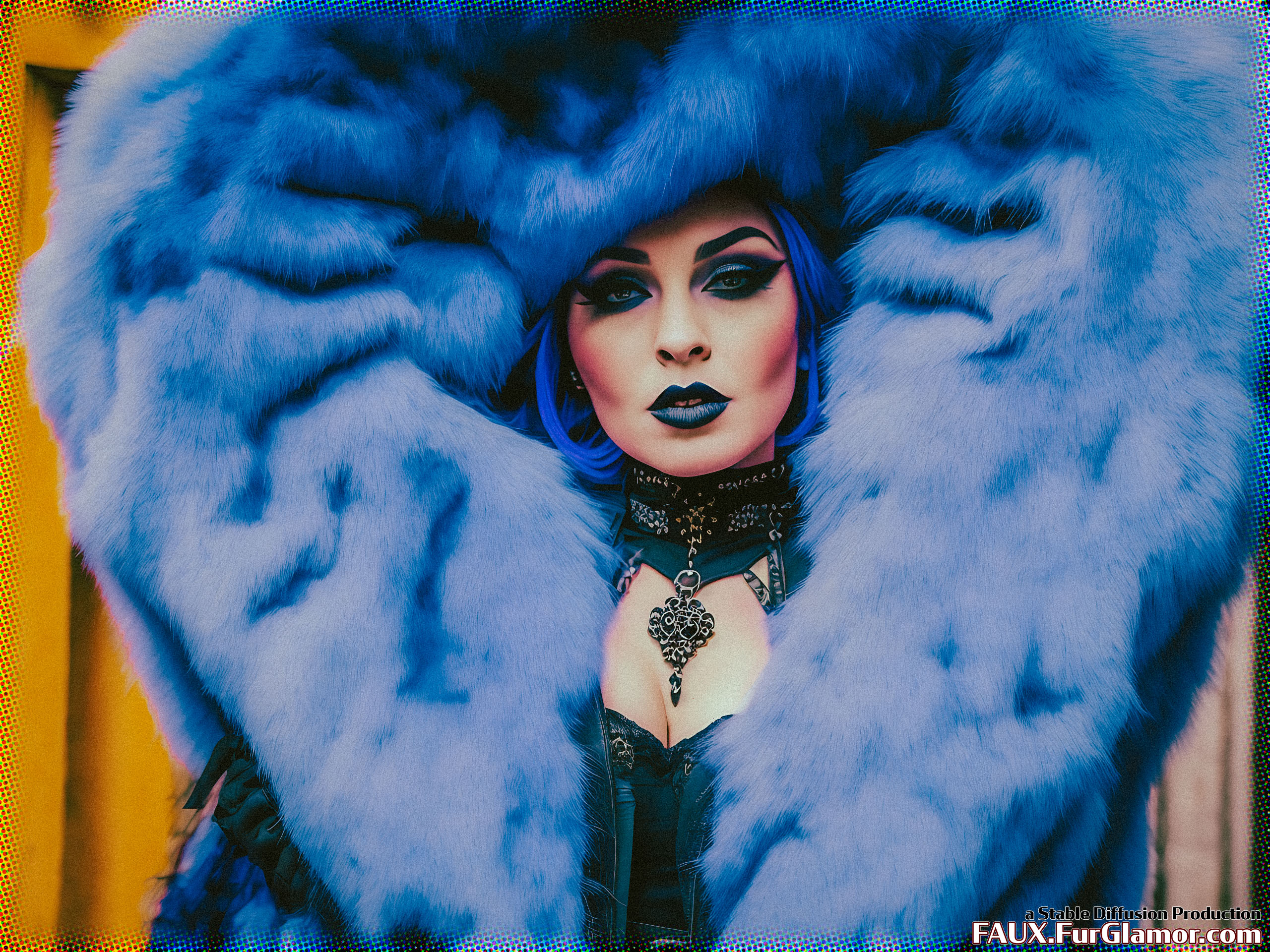 Stable Diffusion Render of Lindsay Lohan in a Fur Coat