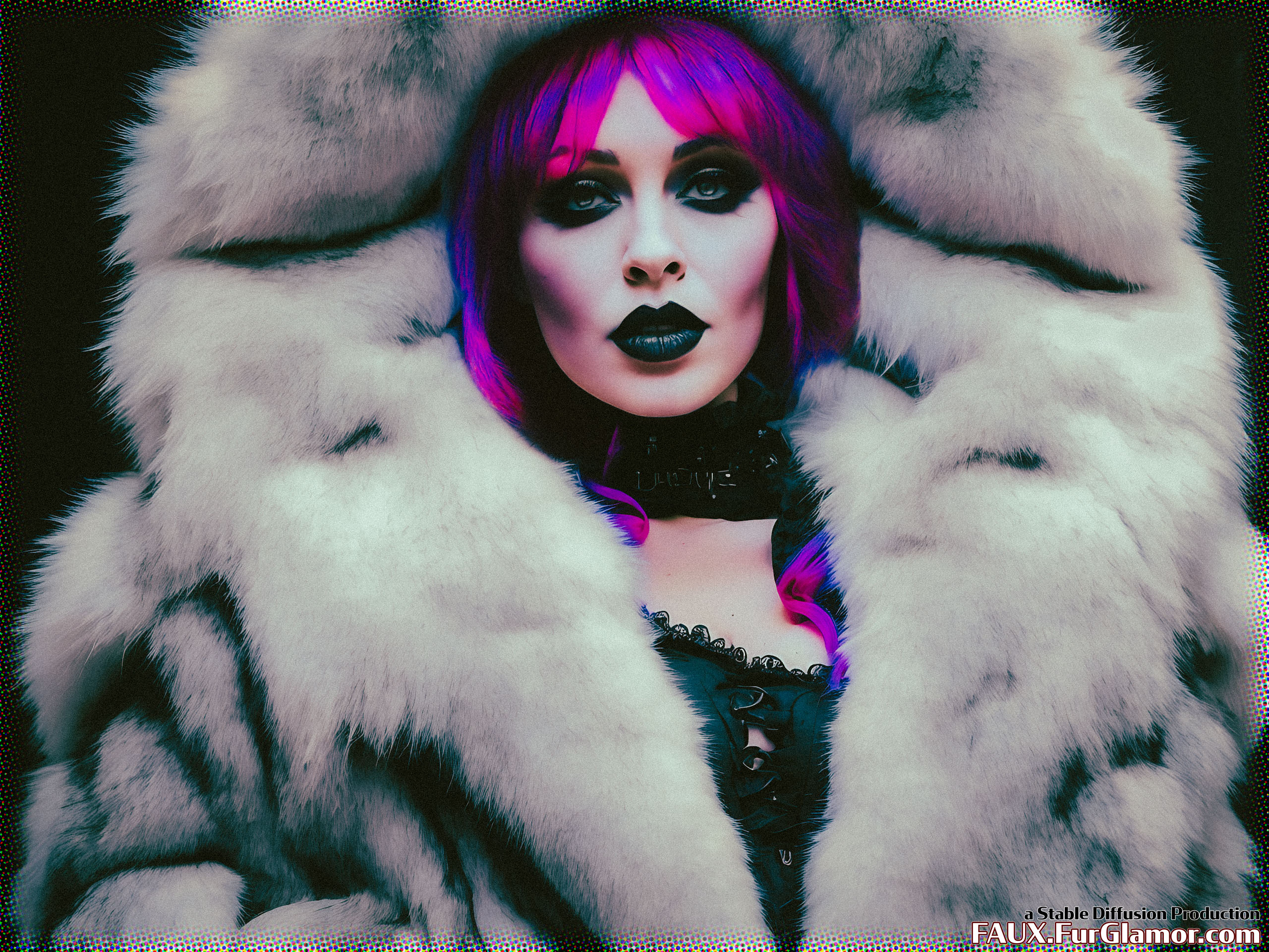 Stable Diffusion Render of Lindsay Lohan in a Fur Coat