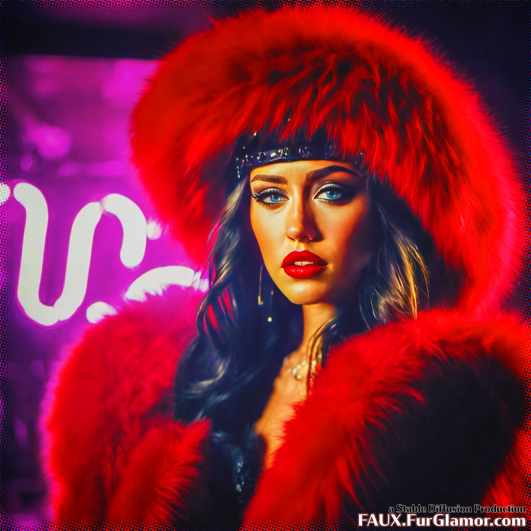 Stable Diffusion Render of Miley Cyrus in a Fur Coat