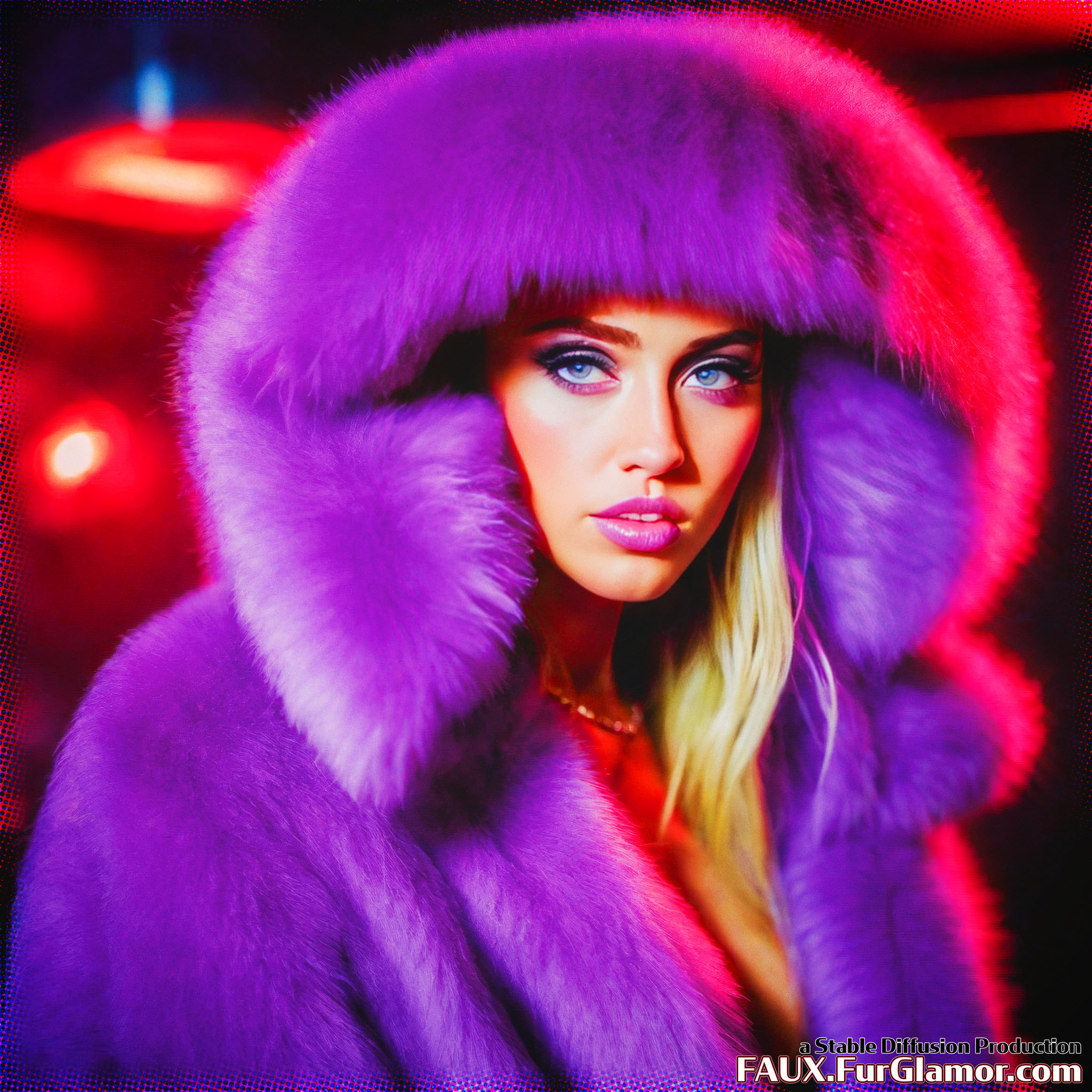 Stable Diffusion Render of Miley Cyrus in a Fur Coat