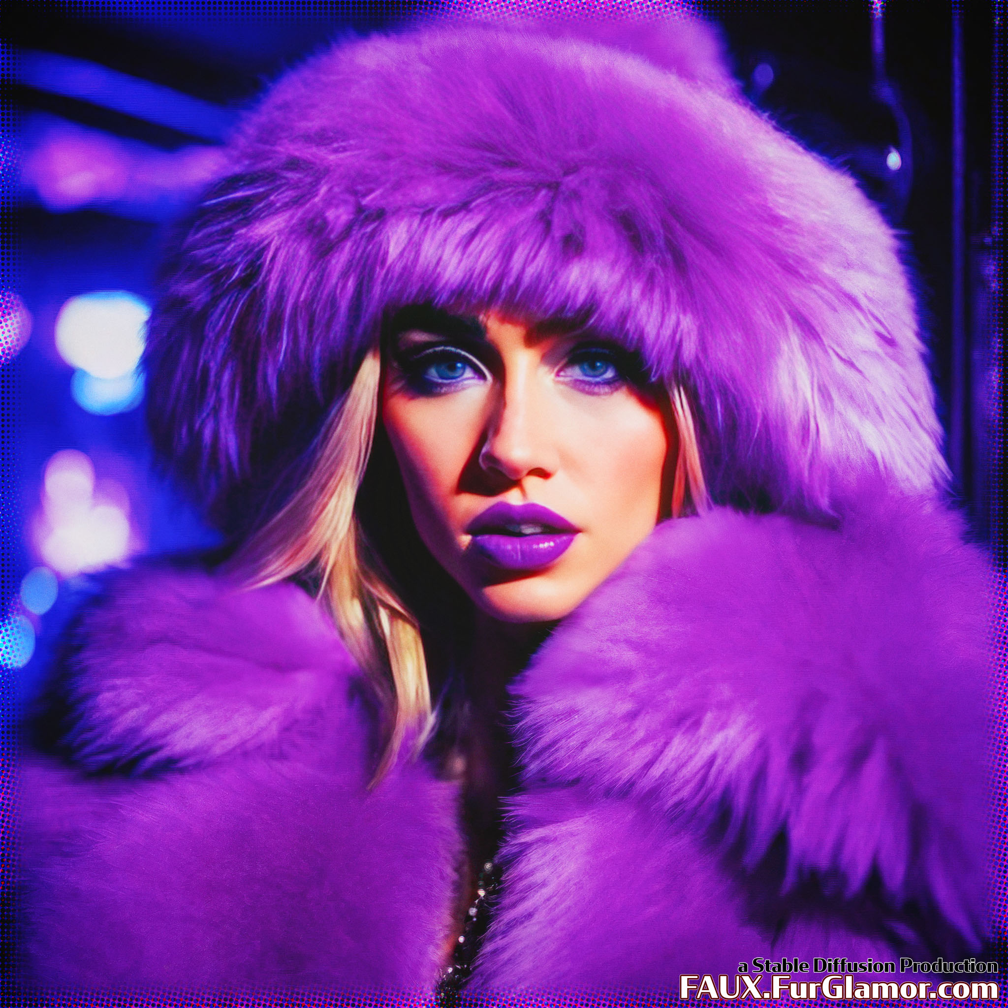 Stable Diffusion Render of Miley Cyrus in a Fur Coat