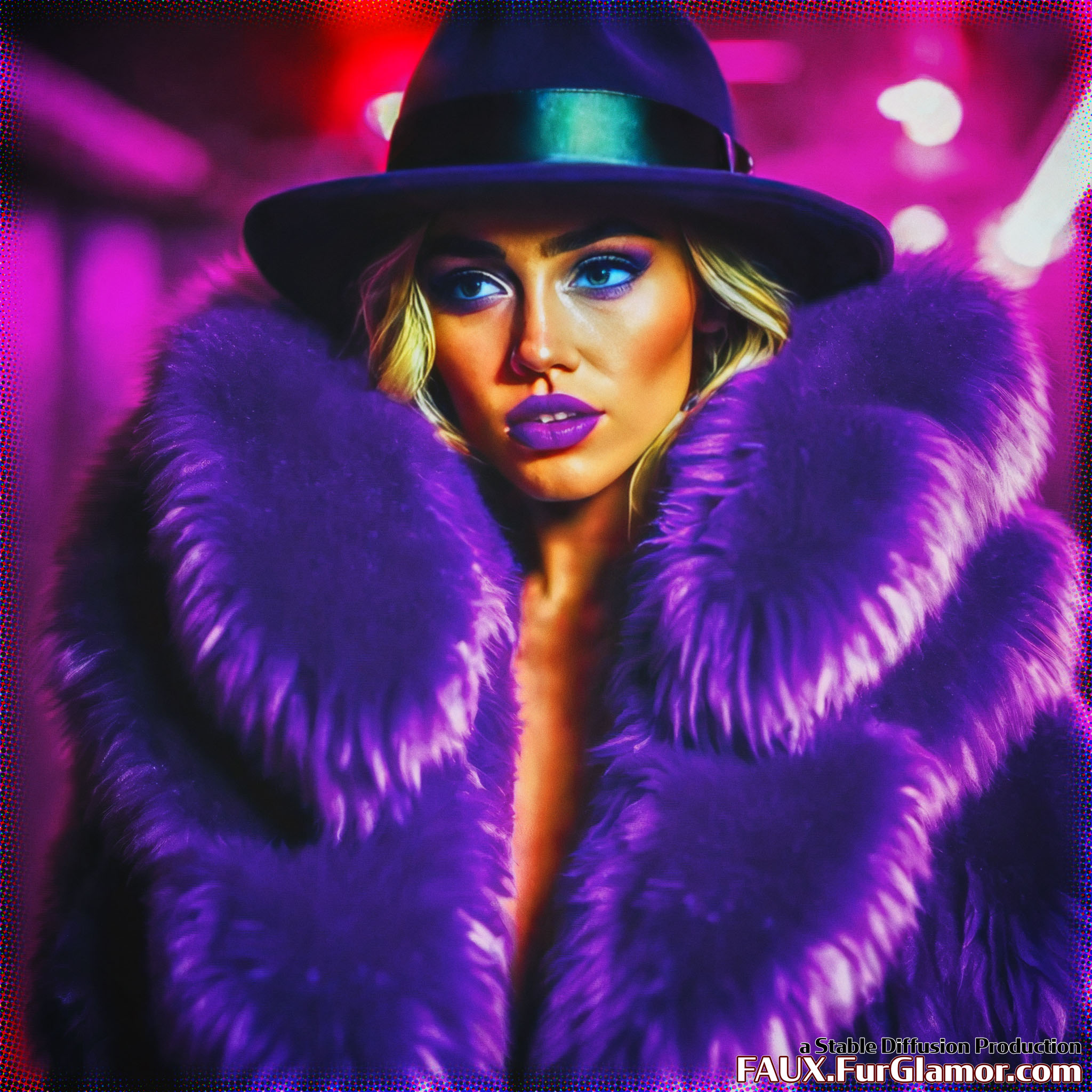 Stable Diffusion Render of Miley Cyrus in a Fur Coat