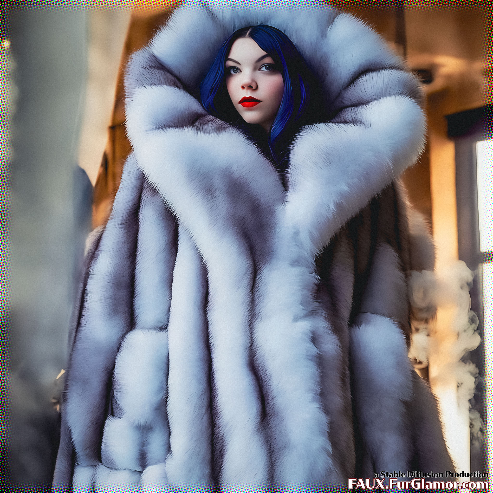 Stable Diffusion Render of Anya Taylor-Joy in a Fur Coat