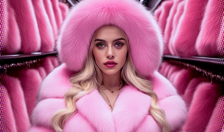 Stable Diffusion Render of Billie Eilish in a Fur Coat