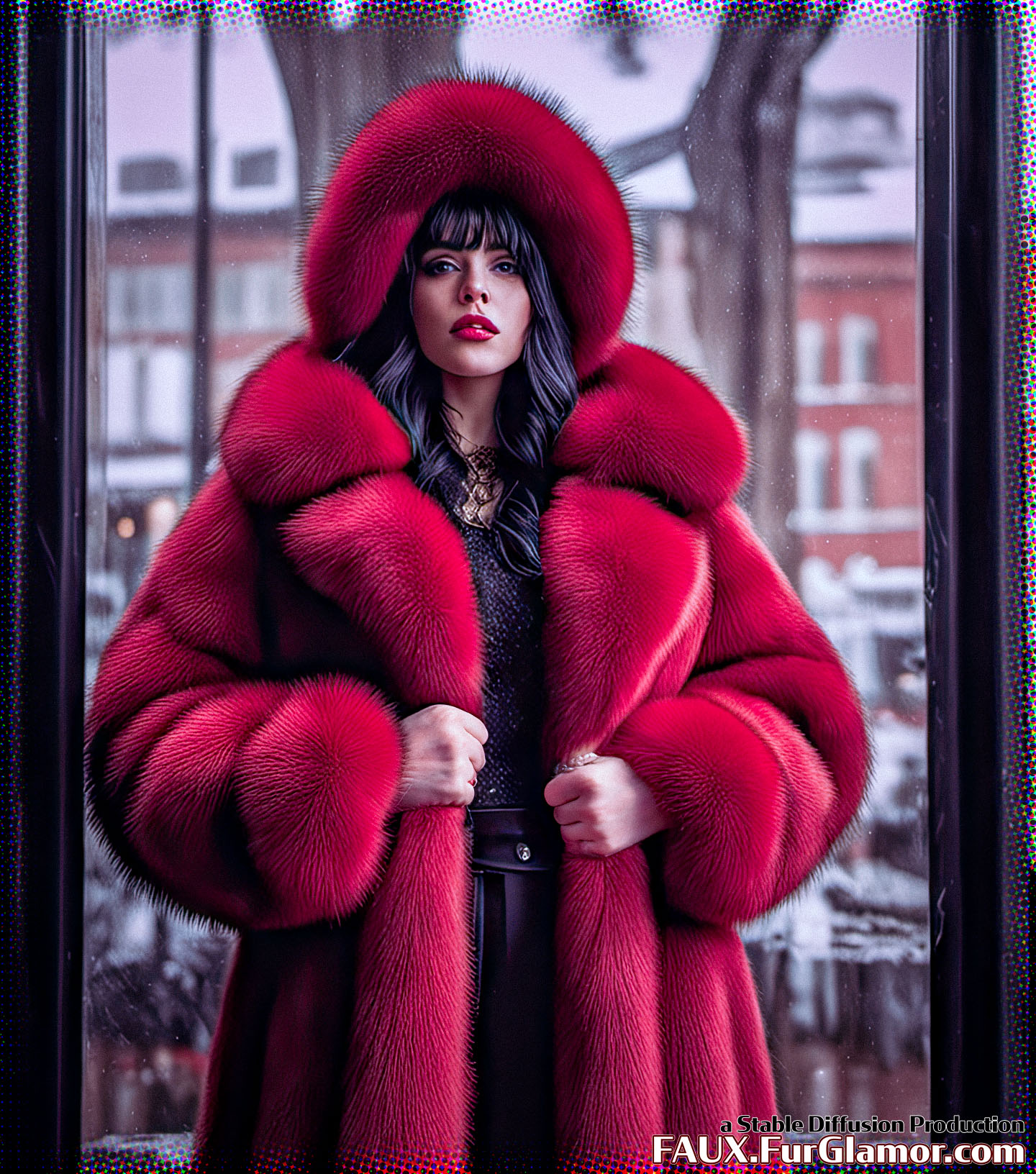 Stable Diffusion Render of Billie Eilish in a Fur Coat