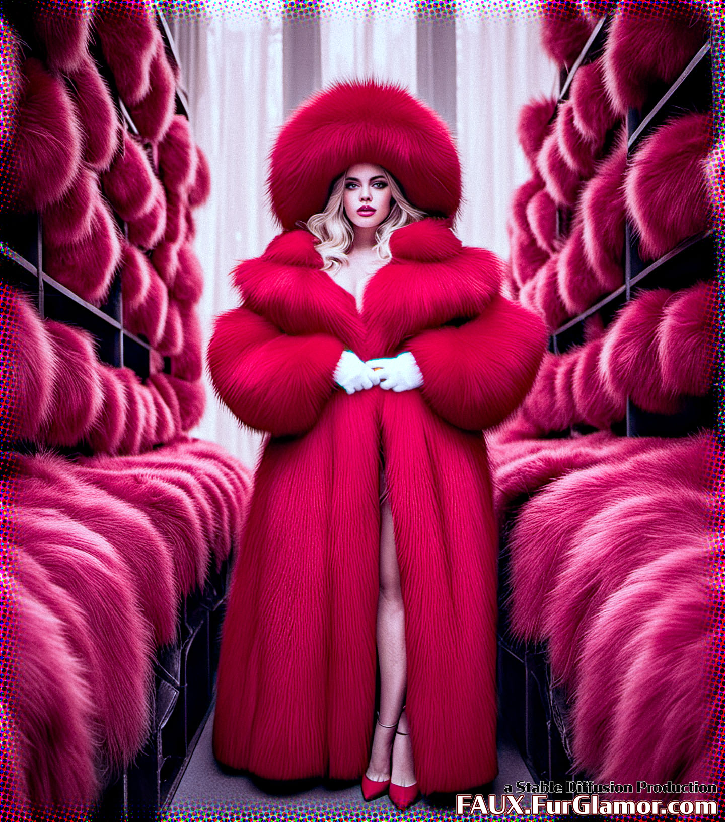 Stable Diffusion Render of Billie Eilish in a Fur Coat