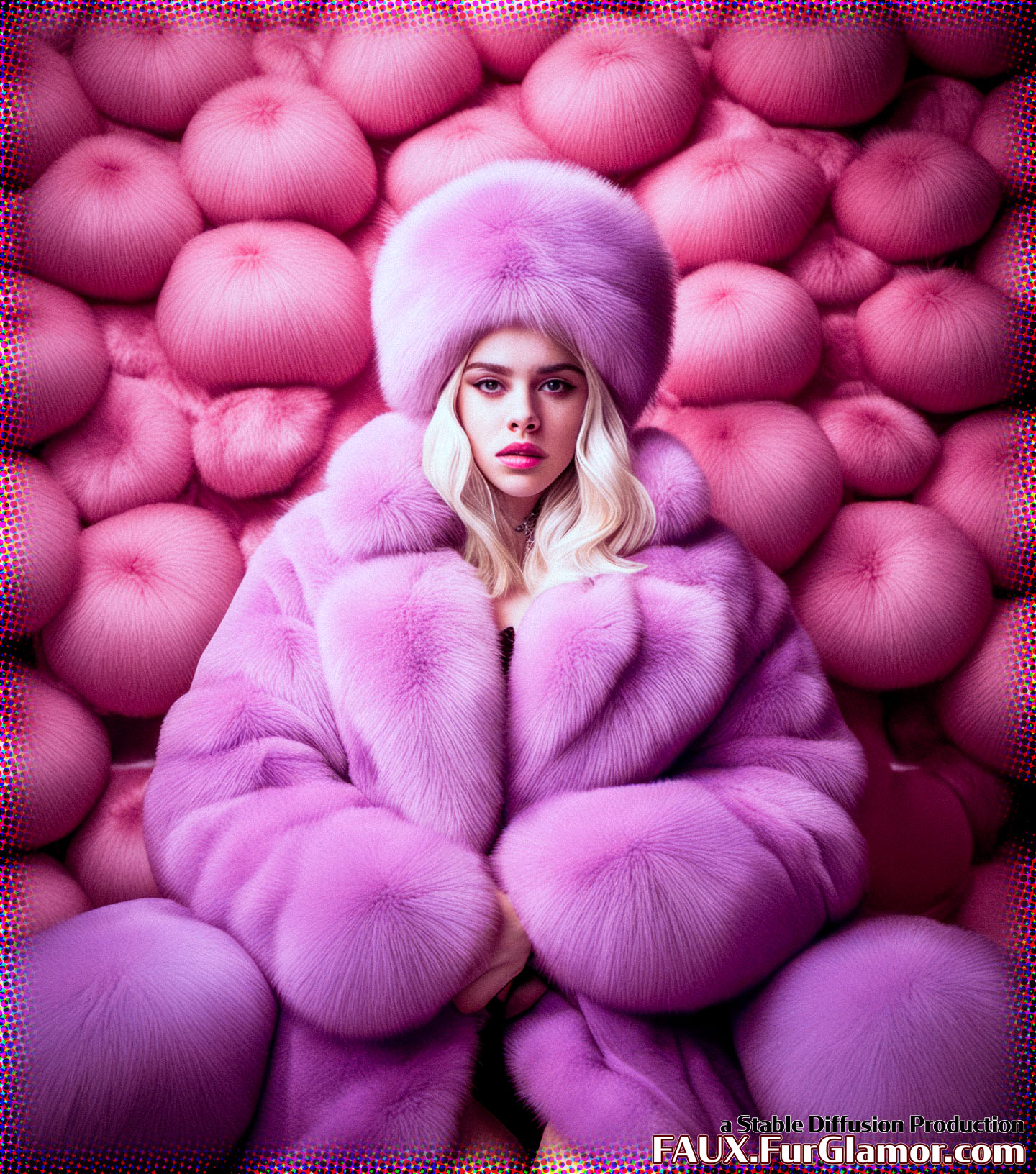 Stable Diffusion Render of Billie Eilish in a Fur Coat