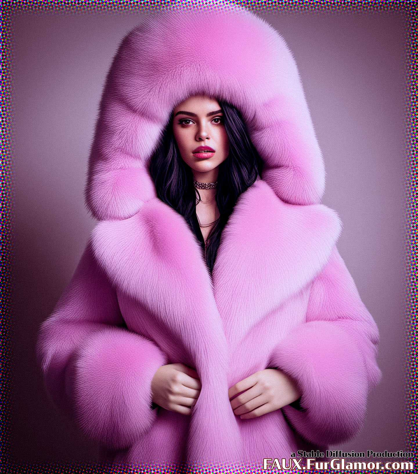 Stable Diffusion Render of Billie Eilish in a Fur Coat