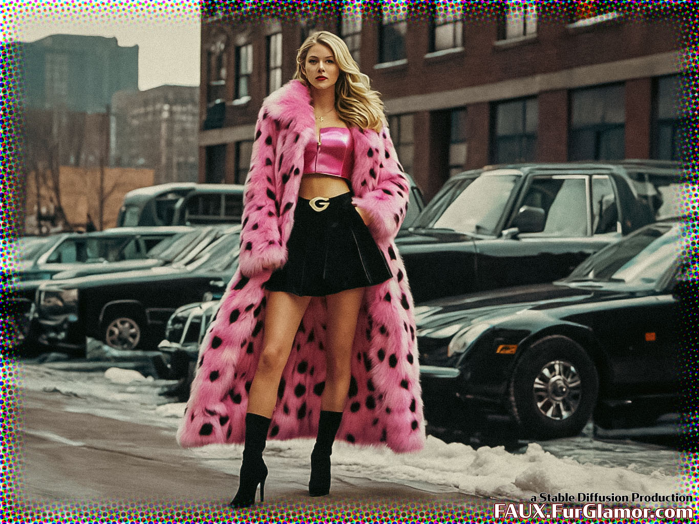 Stable Diffusion Render of Melissa Benoist as Supergirl in a Fur Coat