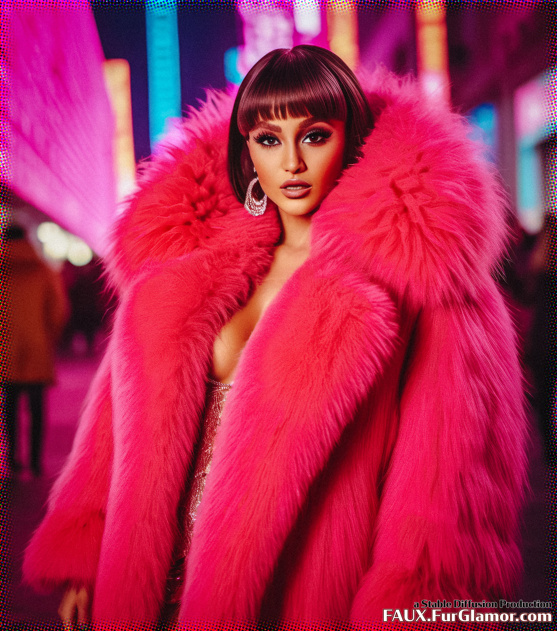 Stable Diffusion Render of Ariana Grande in a Fur Coat
