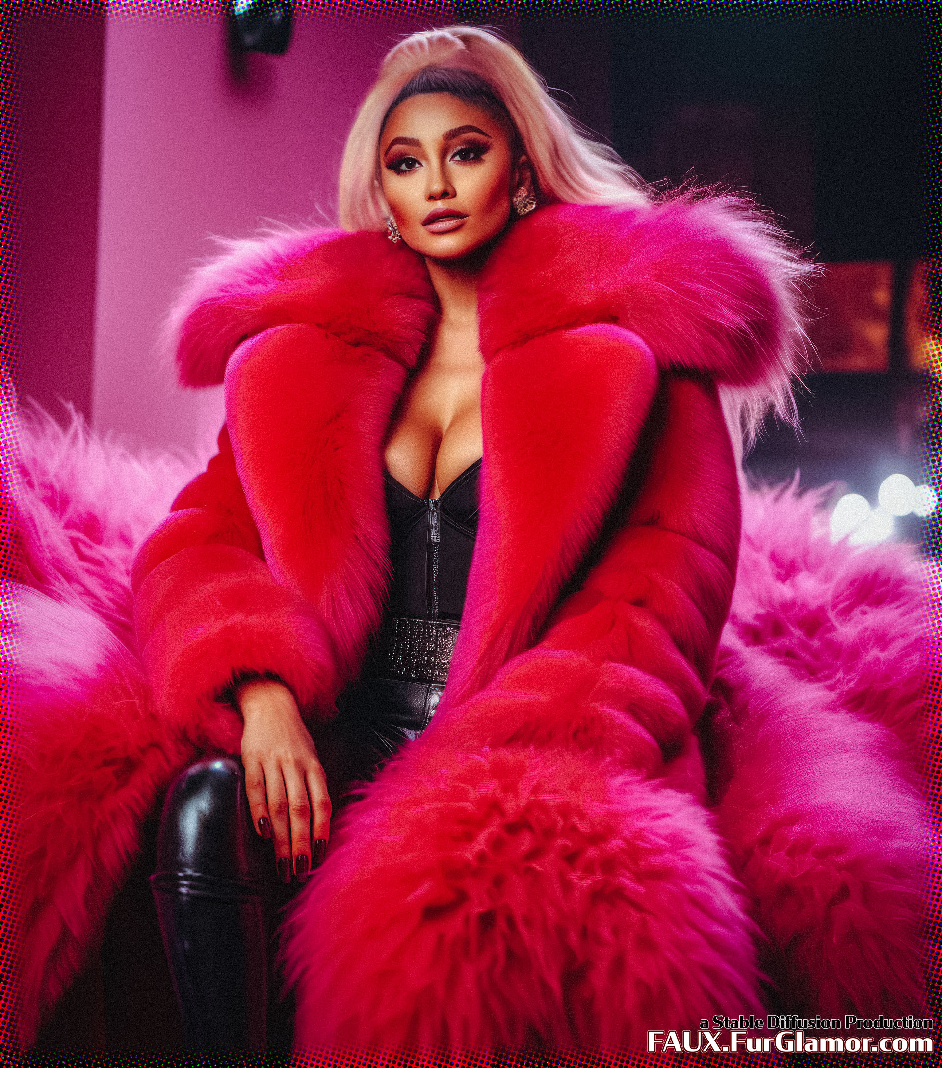 Stable Diffusion Render of Ariana Grande in a Fur Coat
