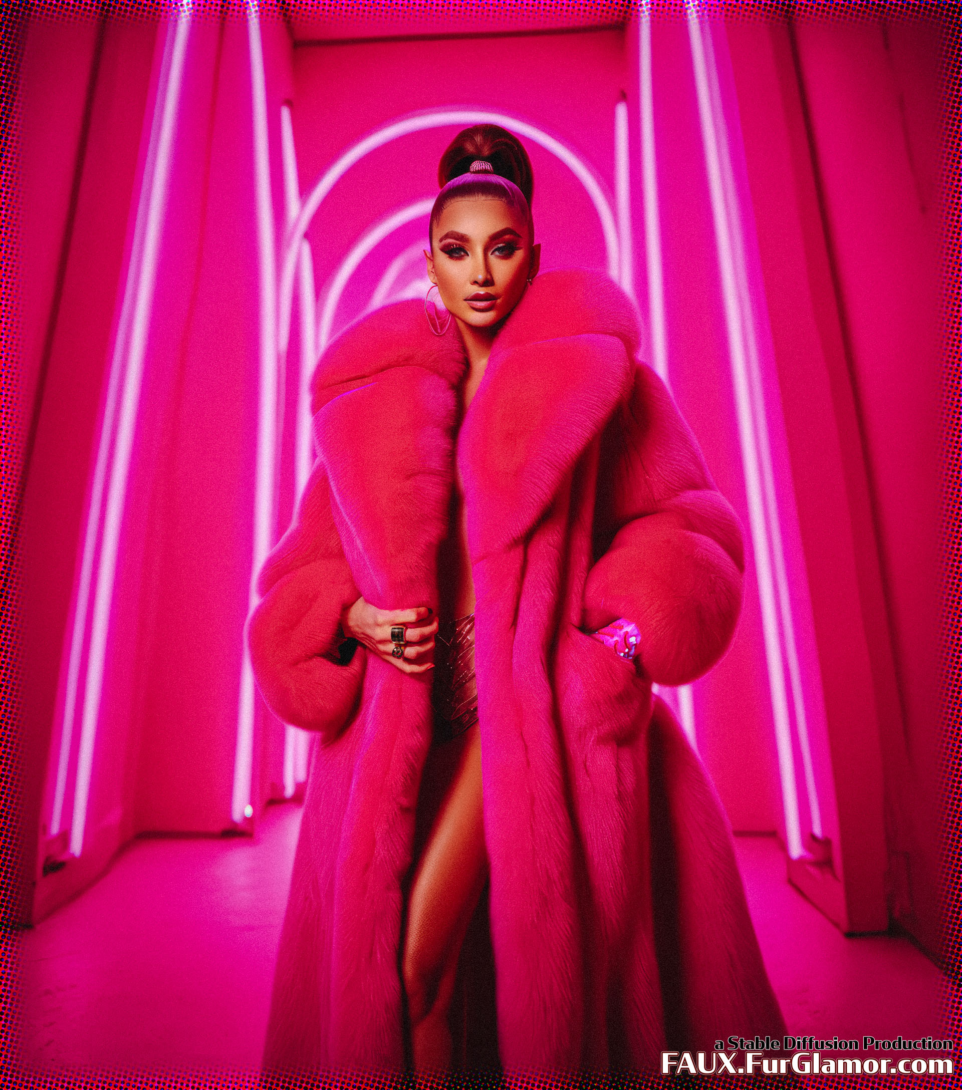 Stable Diffusion Render of Ariana Grande in a Fur Coat