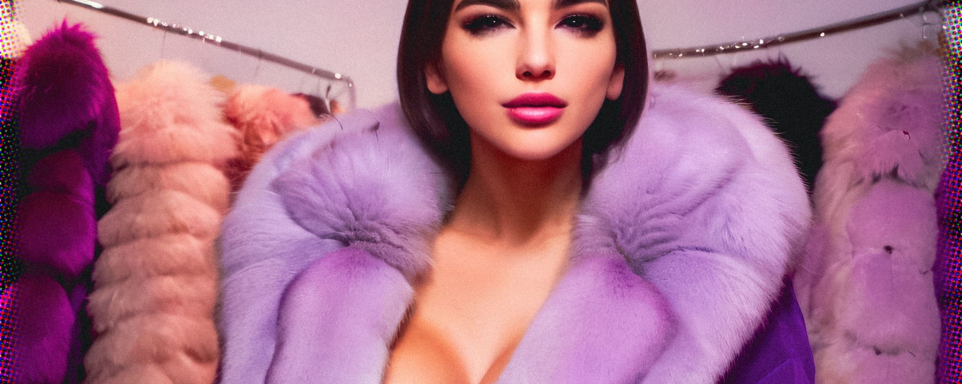 Stable Diffusion Render of Dua Lipa in a Fur Coat