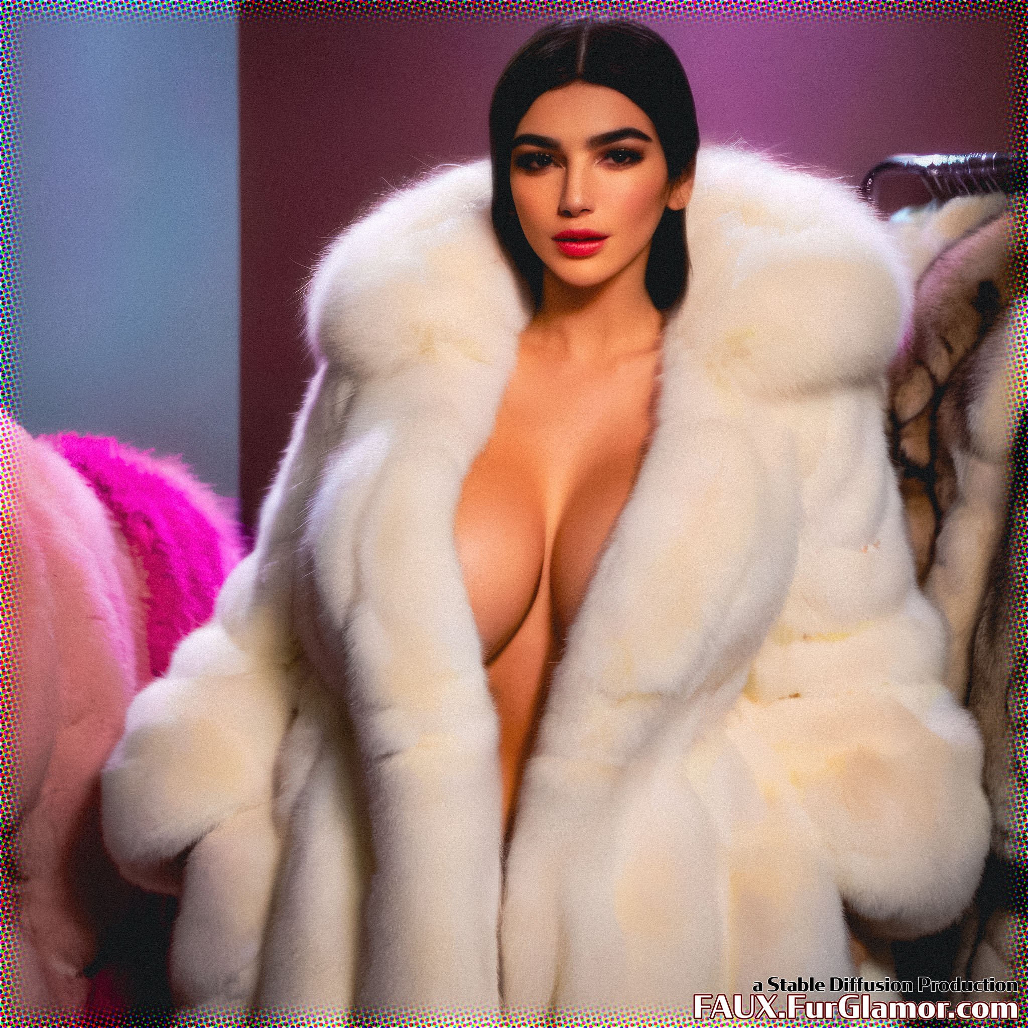 Stable Diffusion Render of Dua Lipa in a Fur Coat