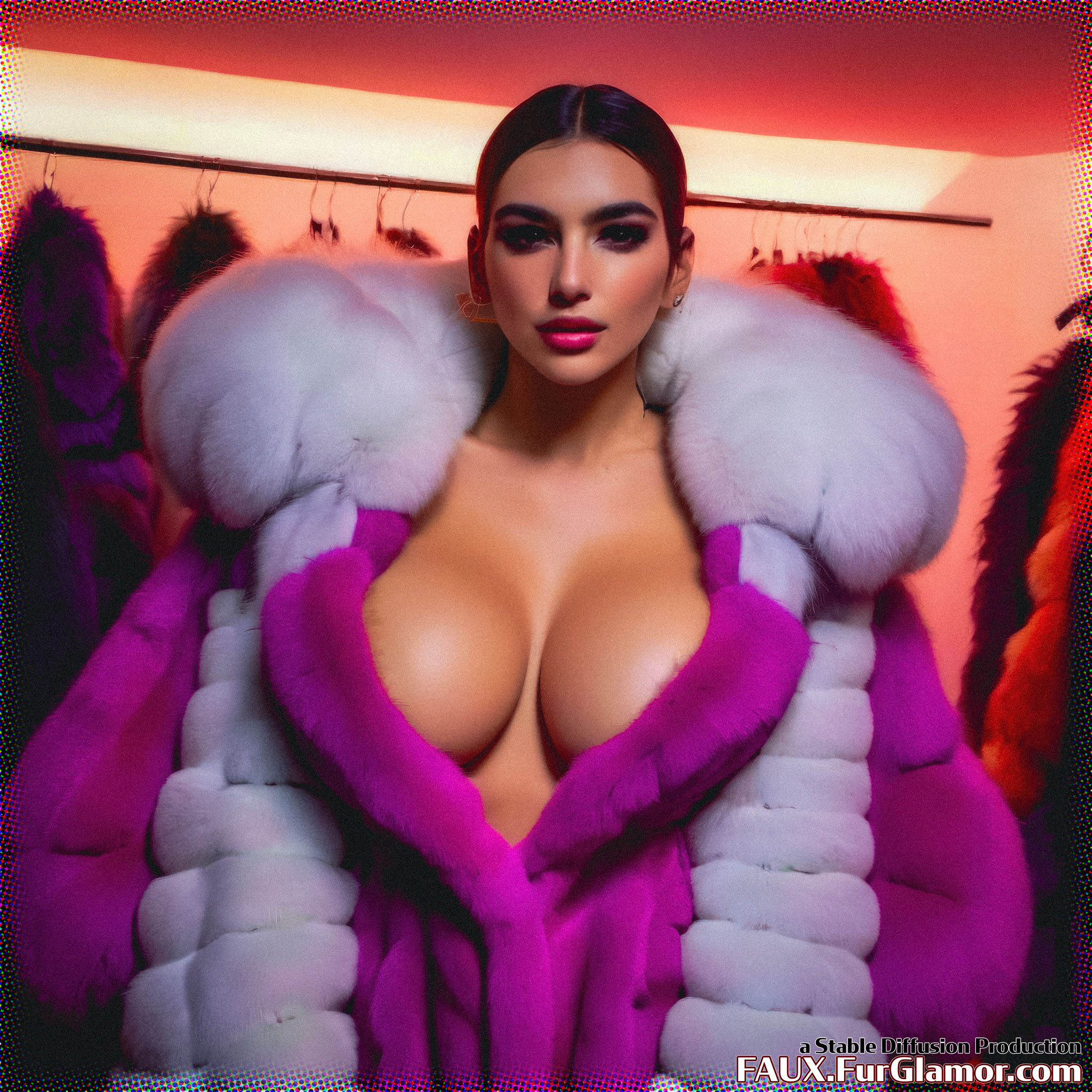Stable Diffusion Render of Dua Lipa in a Fur Coat
