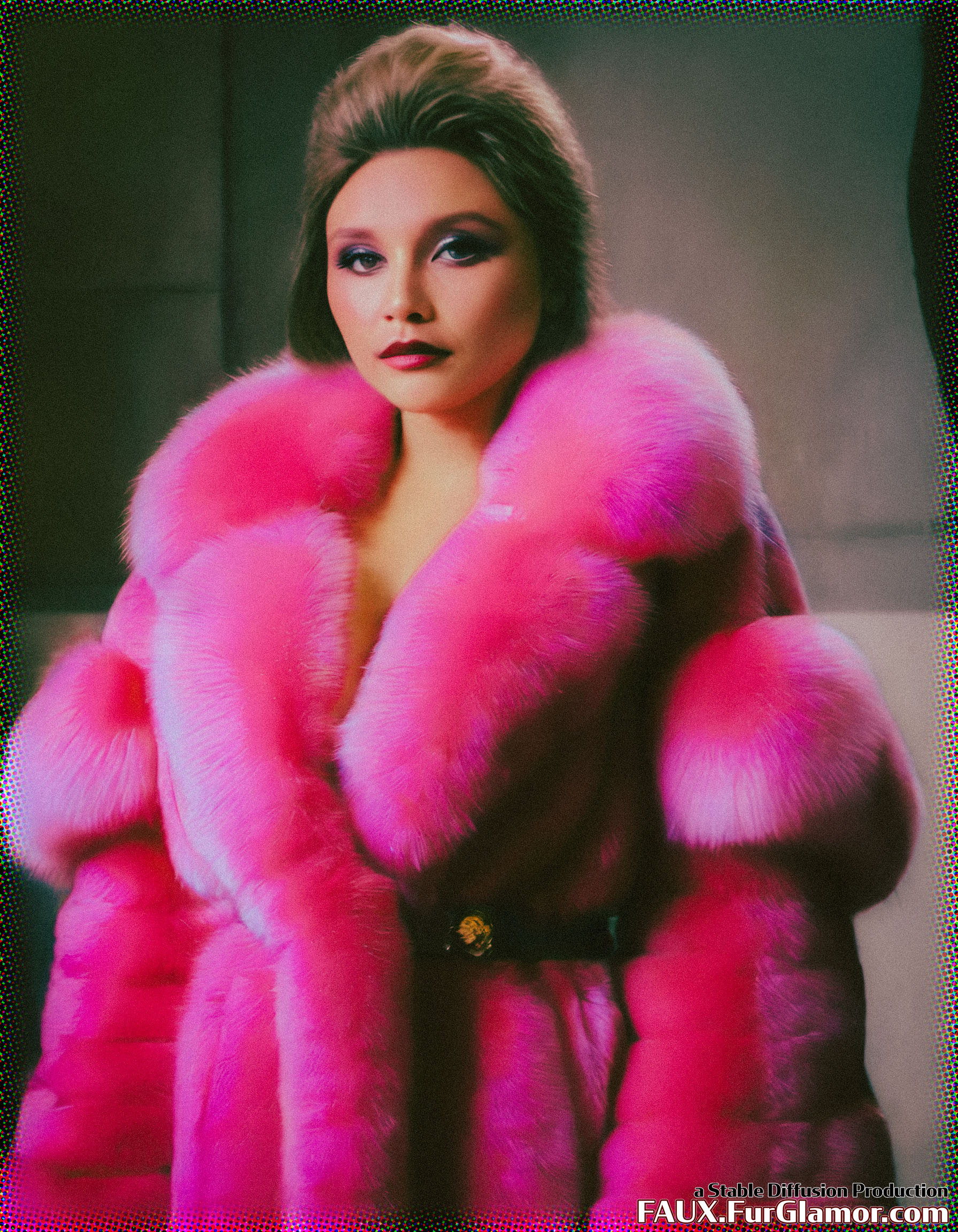 Stable Diffusion Render of Florence Pugh in a Fur Coat
