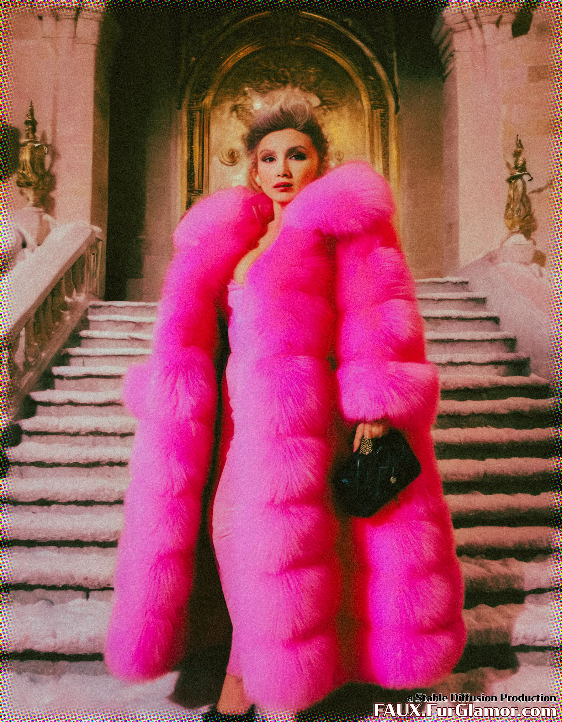 Stable Diffusion Render of Florence Pugh in a Fur Coat