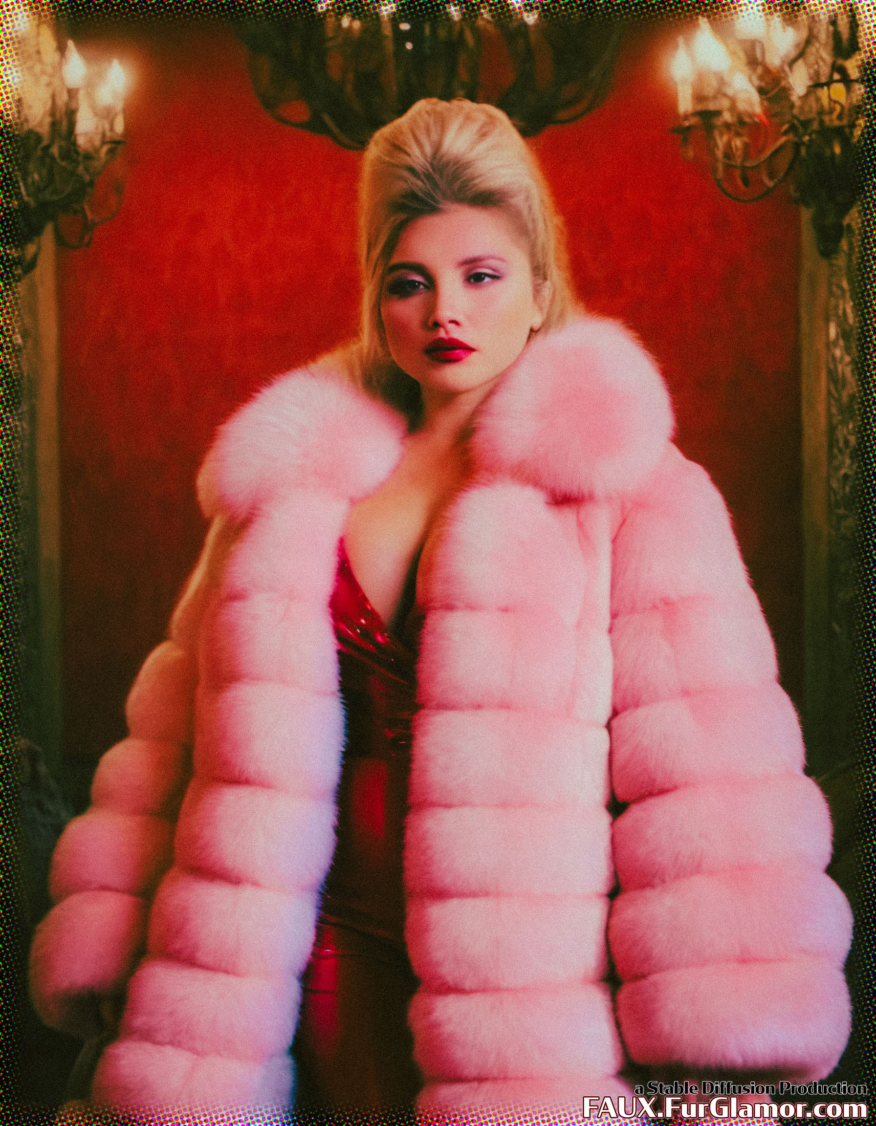 Stable Diffusion Render of Florence Pugh in a Fur Coat