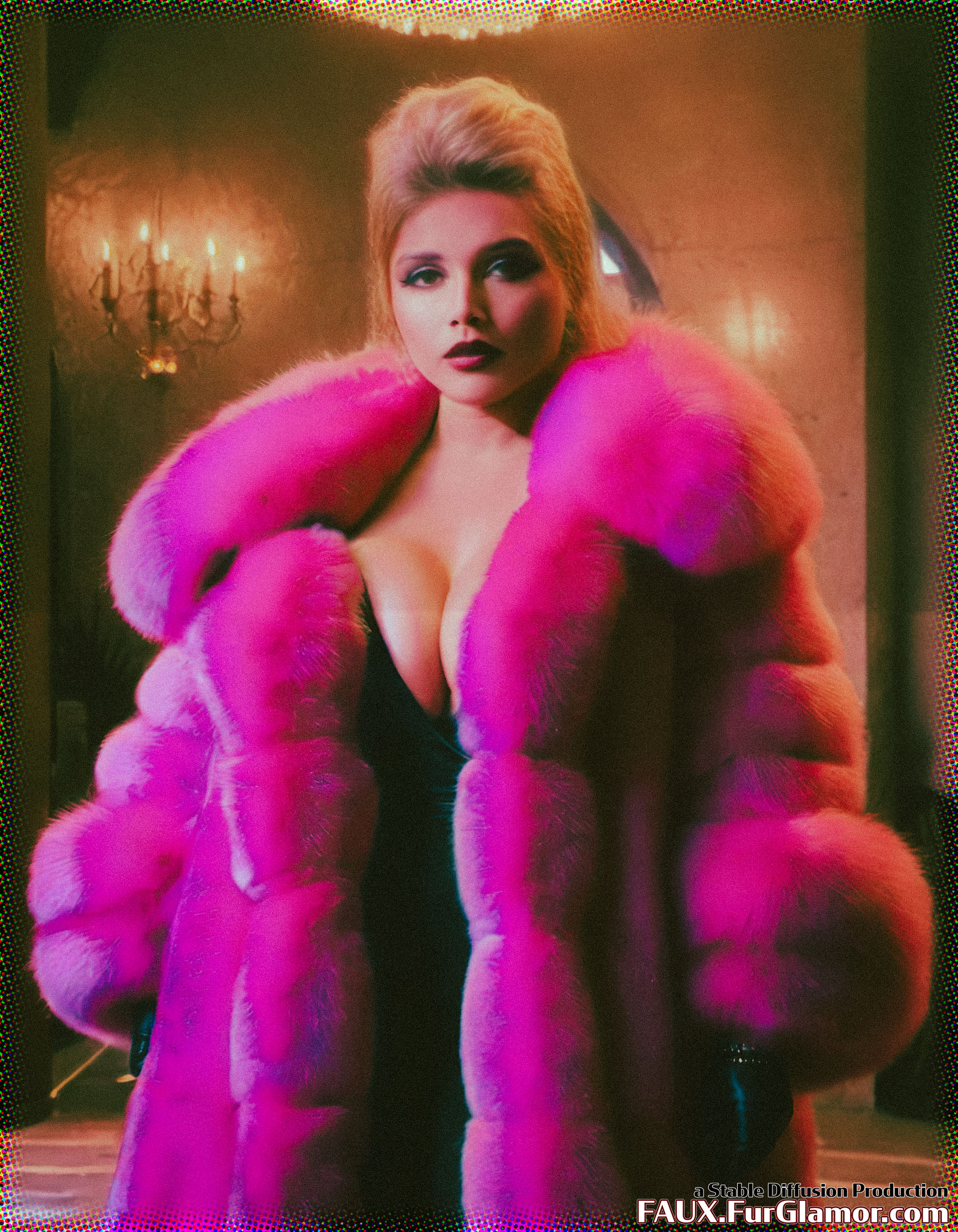 Stable Diffusion Render of Florence Pugh in a Fur Coat