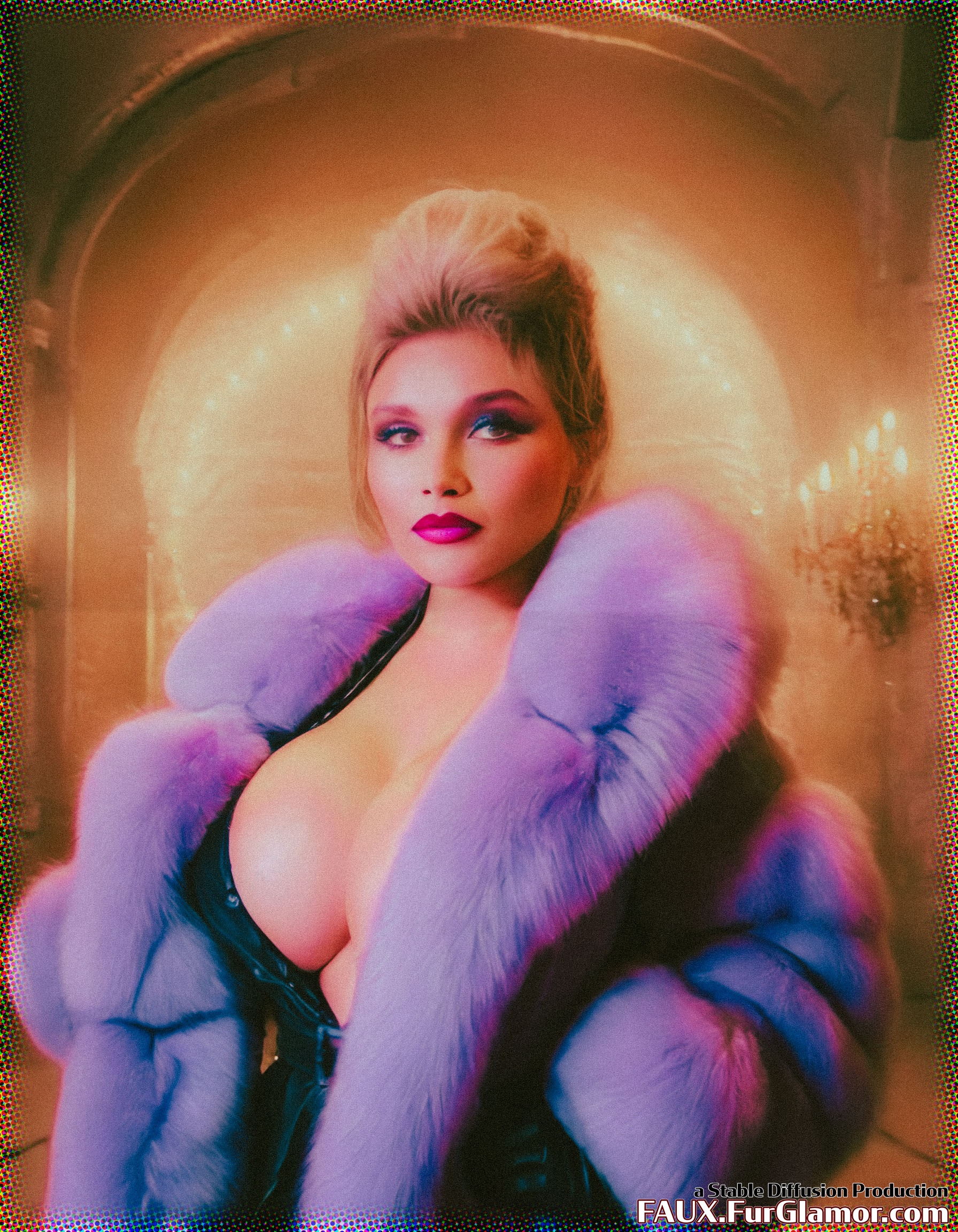 Stable Diffusion Render of Florence Pugh in a Fur Coat
