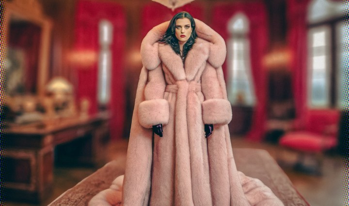 Stable Diffusion Render of Katie McGrath in a Fur Coat