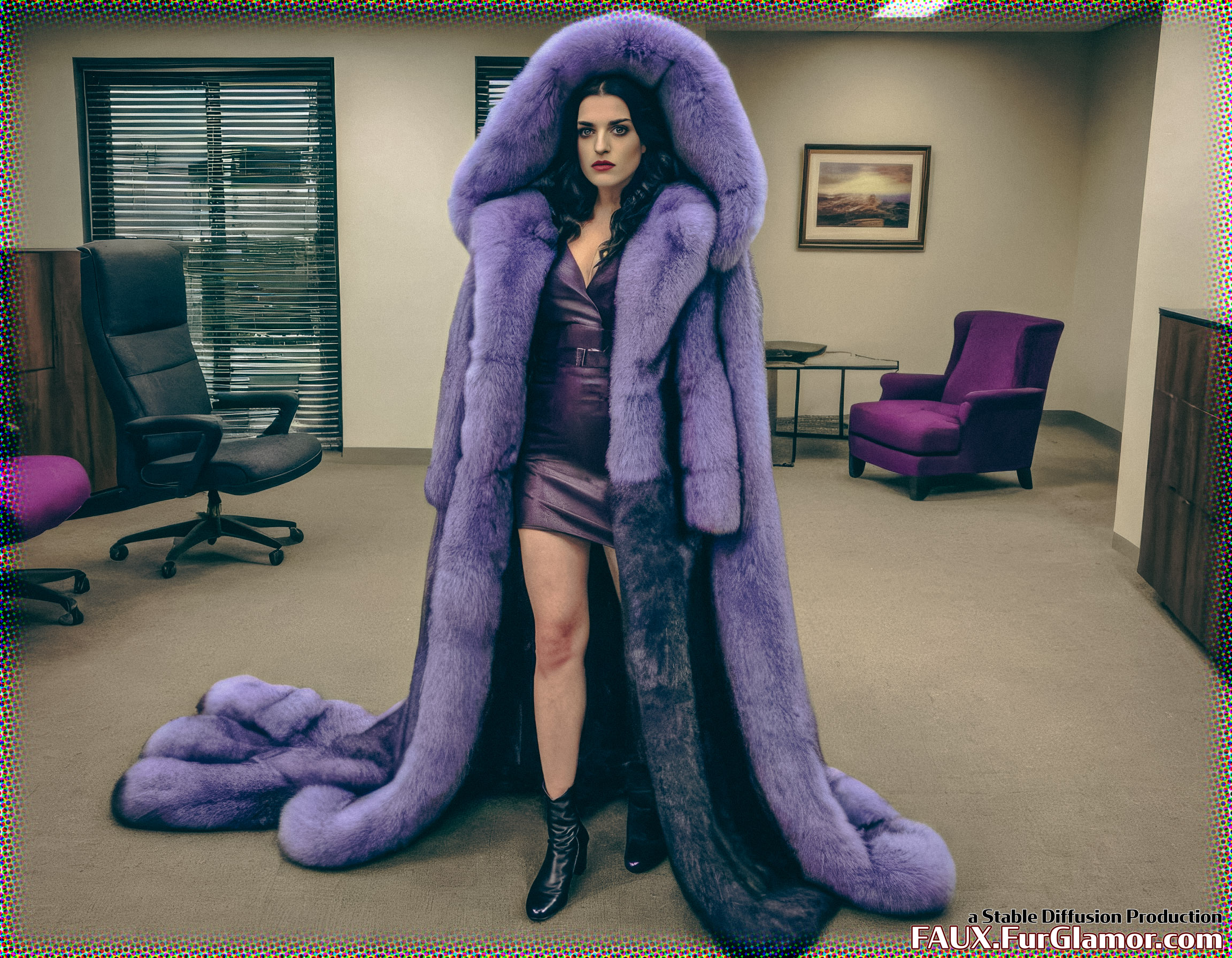 Stable Diffusion Render of Katie McGrath in a Fur Coat
