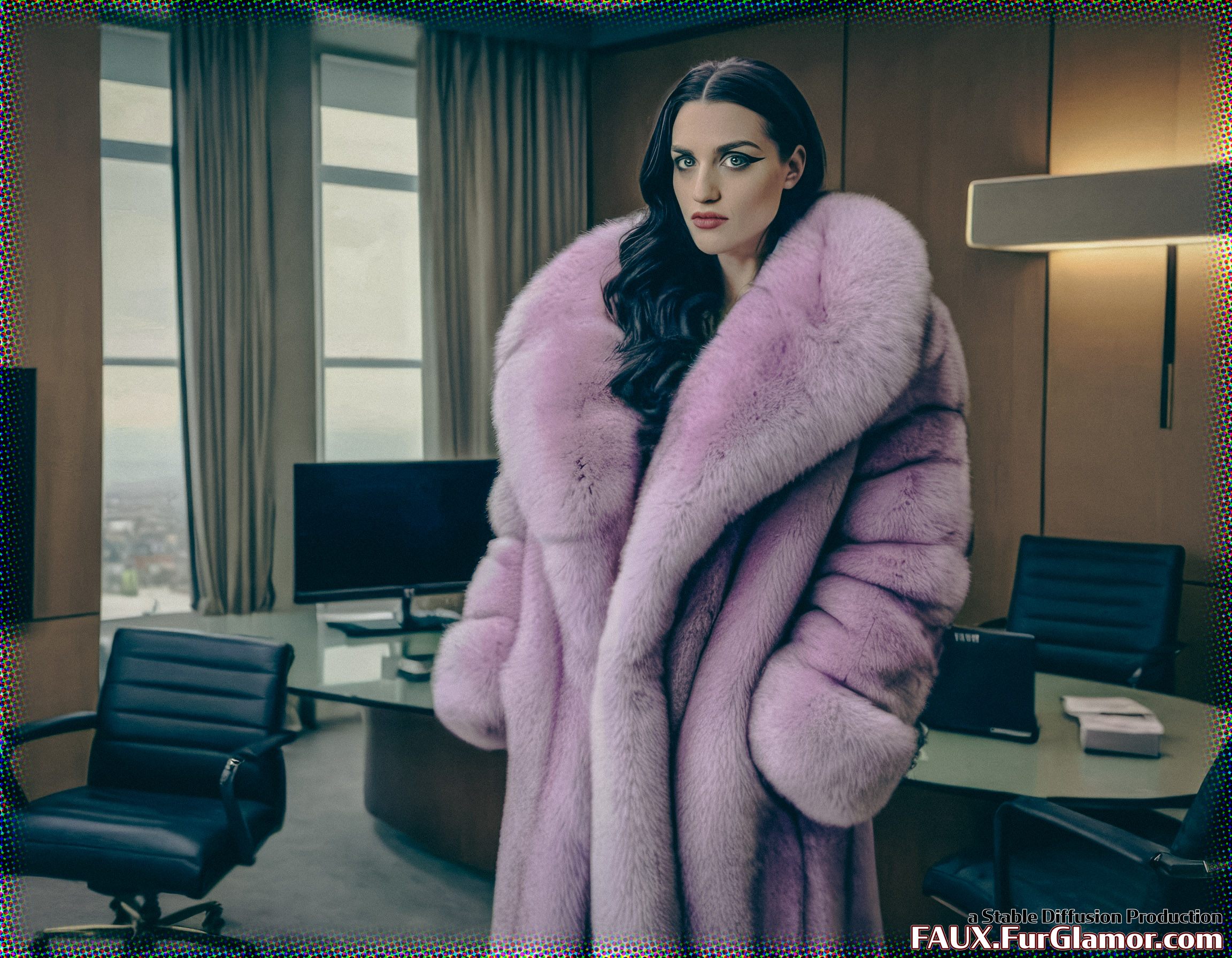 Stable Diffusion Render of Katie McGrath in a Fur Coat
