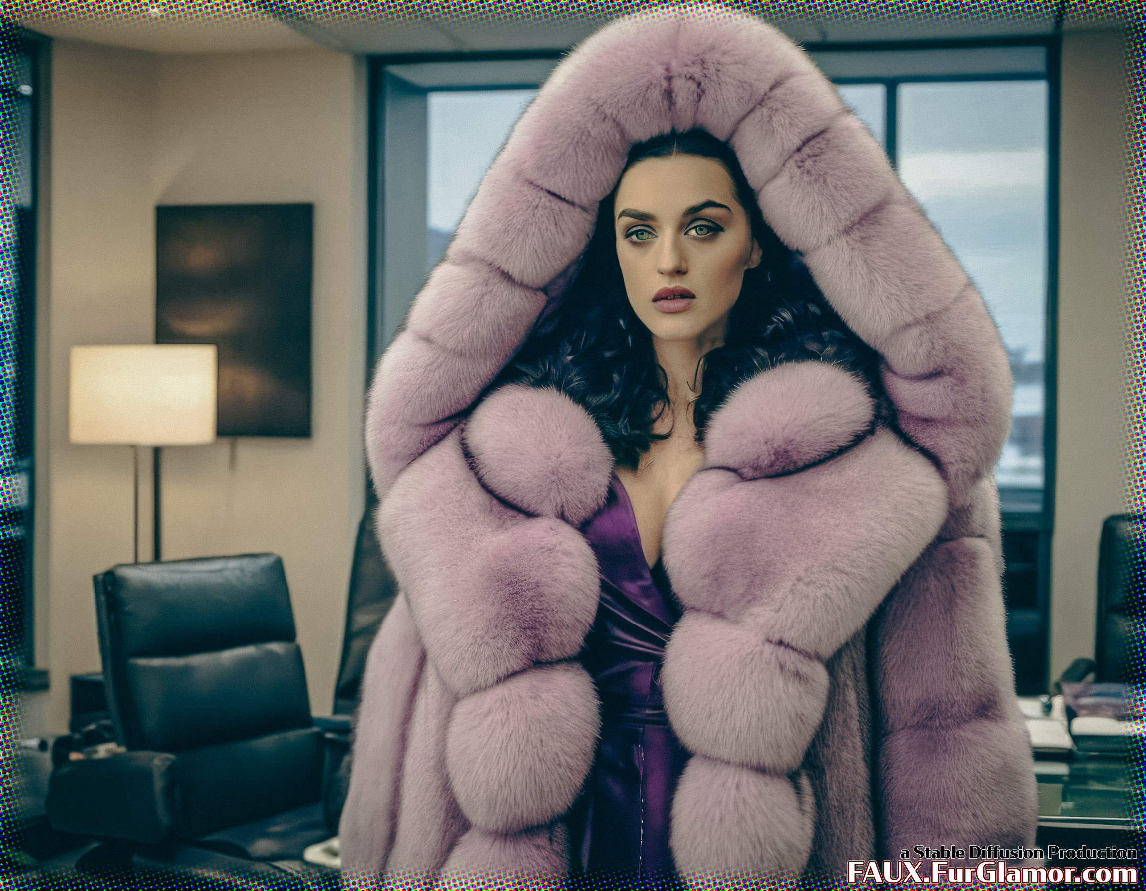 Stable Diffusion Render of Katie McGrath in a Fur Coat