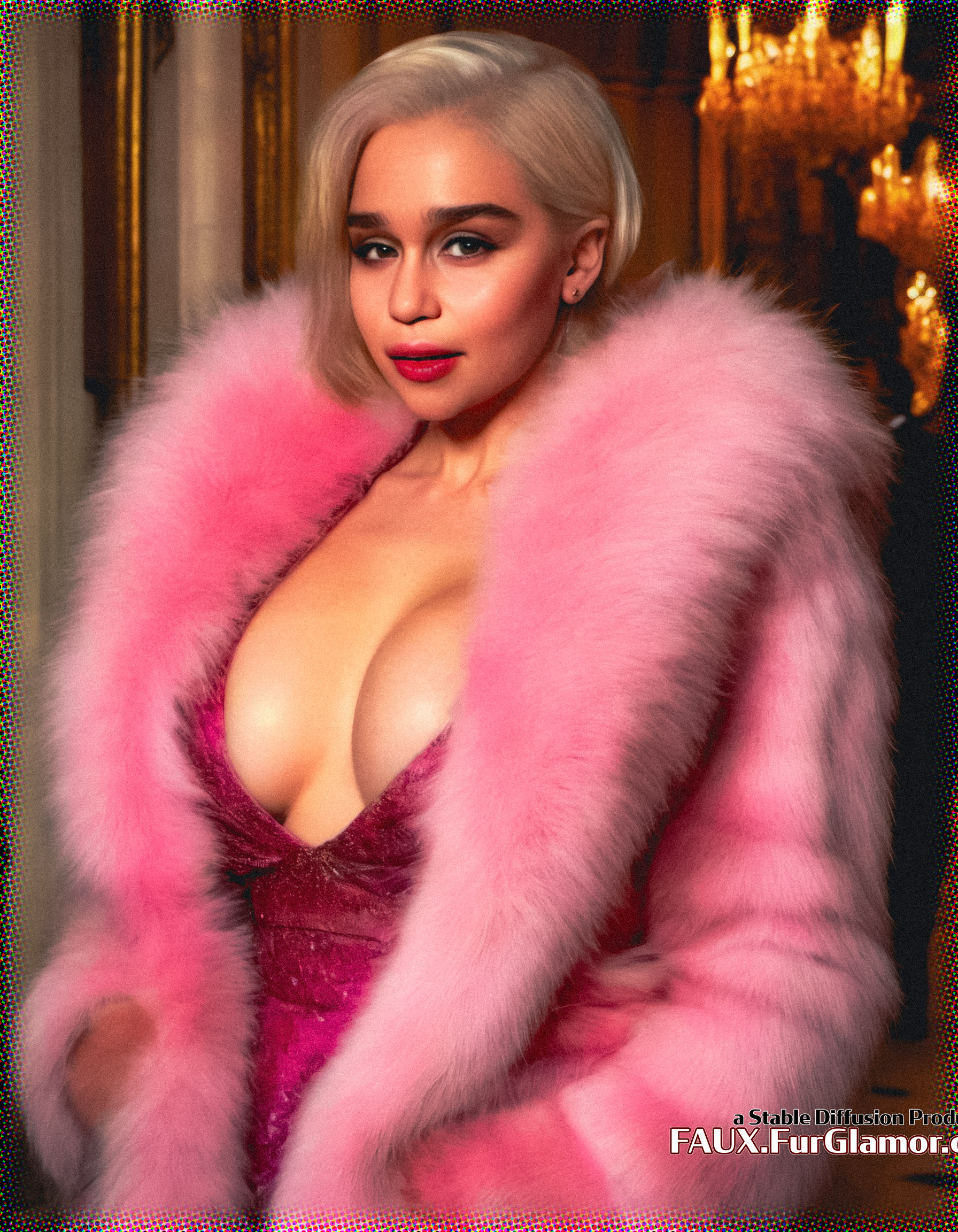 Stable Diffusion Render of Emilia Clarke in a Fur Coat