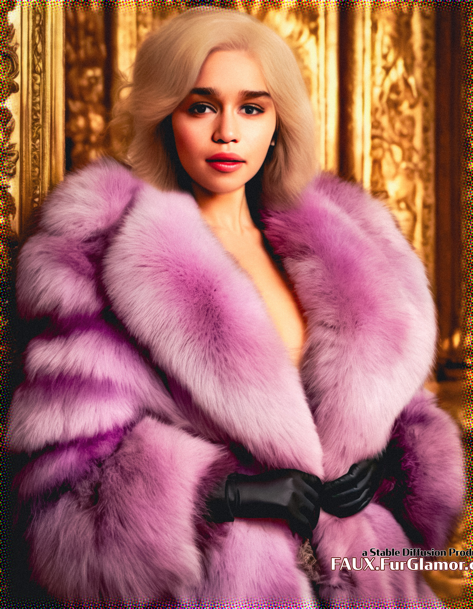 Stable Diffusion Render of Emilia Clarke in a Fur Coat
