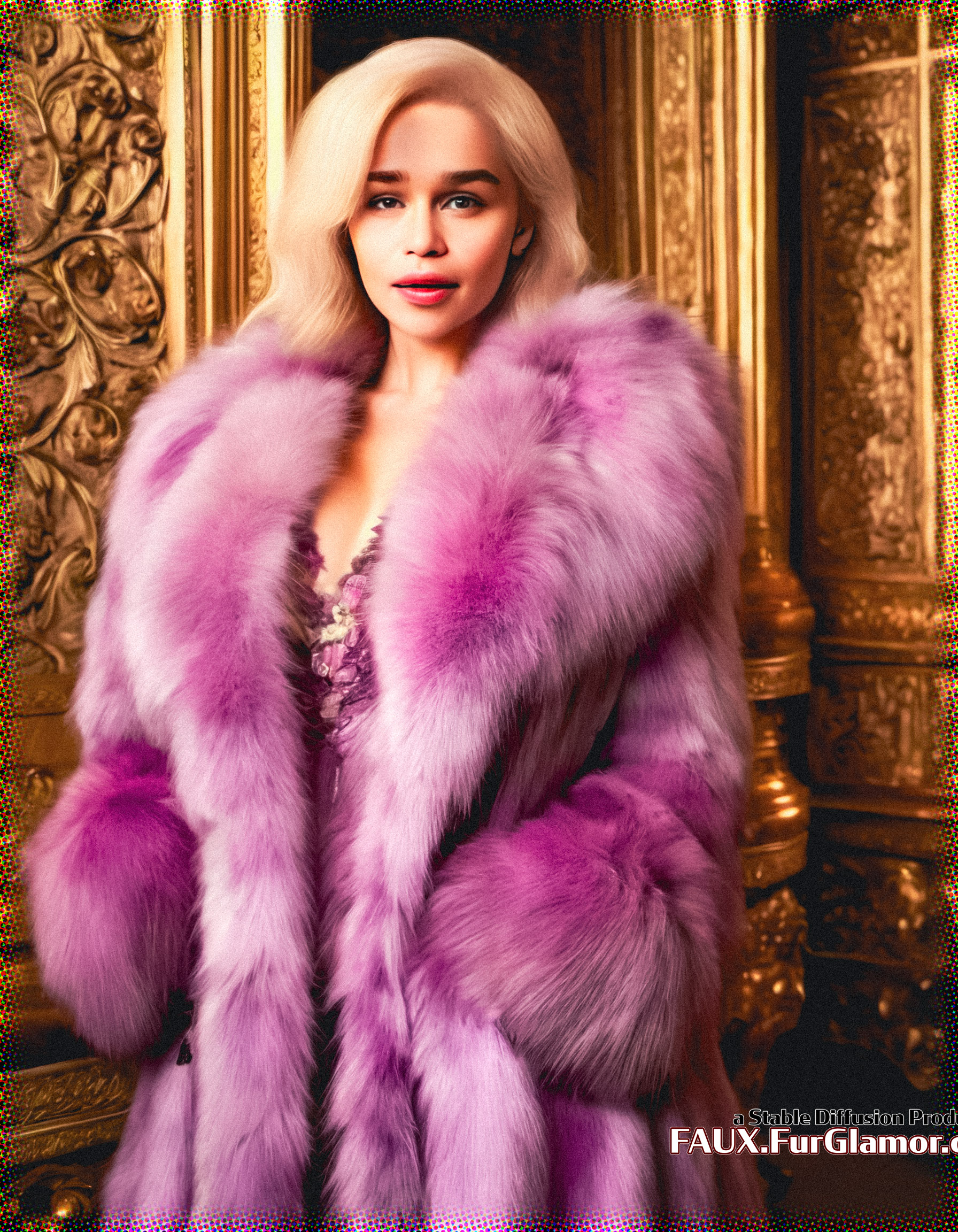 Stable Diffusion Render of Emilia Clarke in a Fur Coat