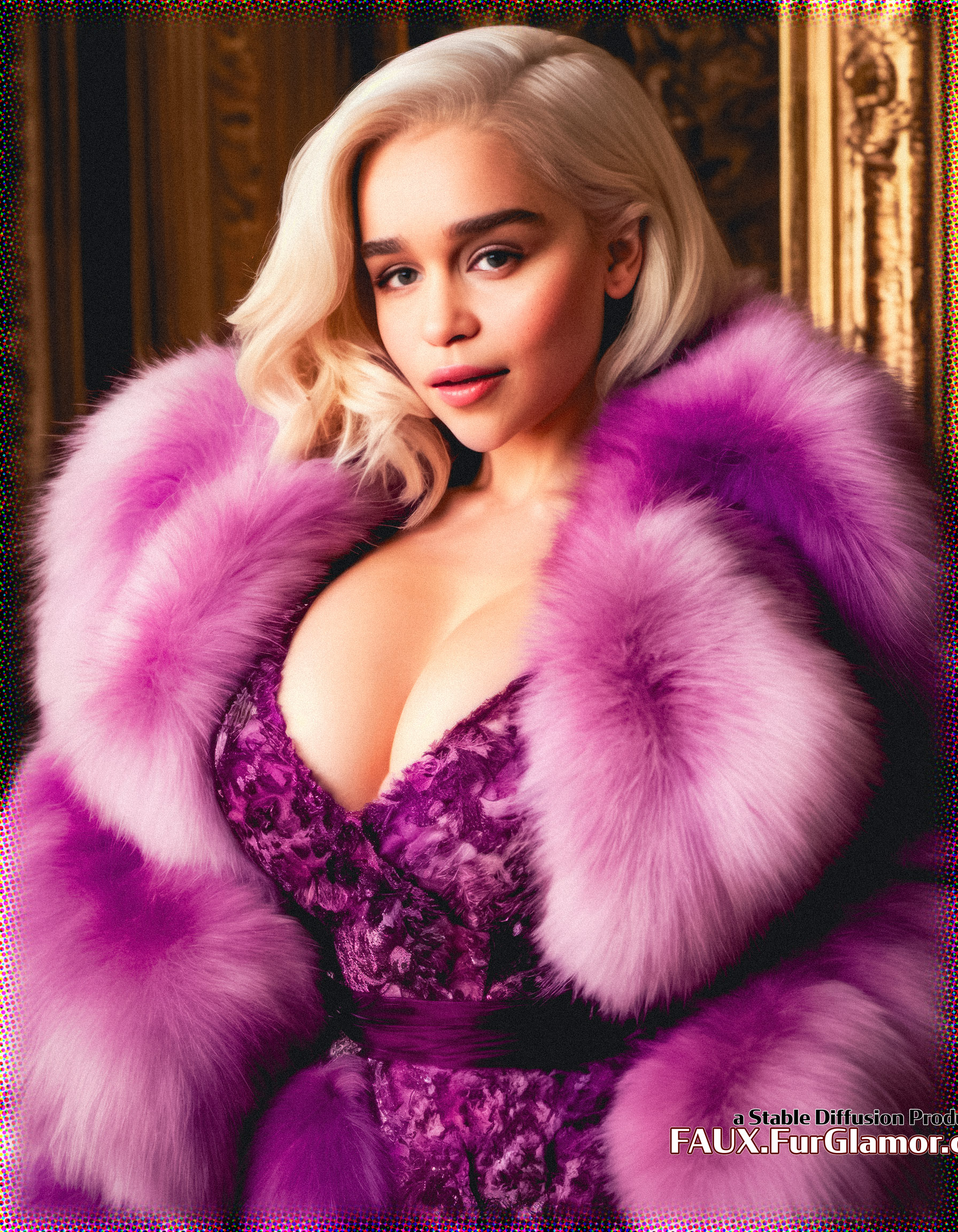 Stable Diffusion Render of Emilia Clarke in a Fur Coat