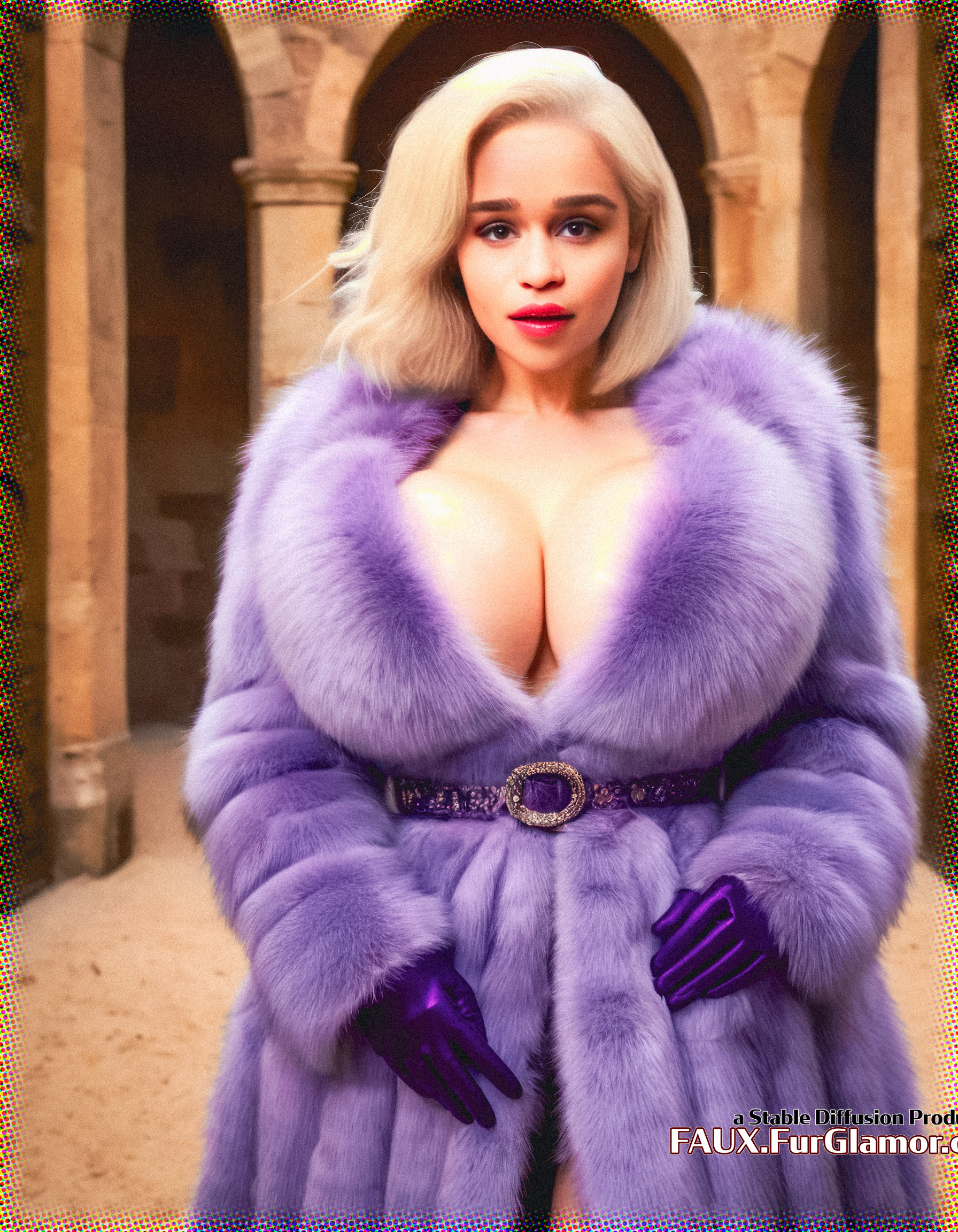Stable Diffusion Render of Emilia Clarke in a Fur Coat