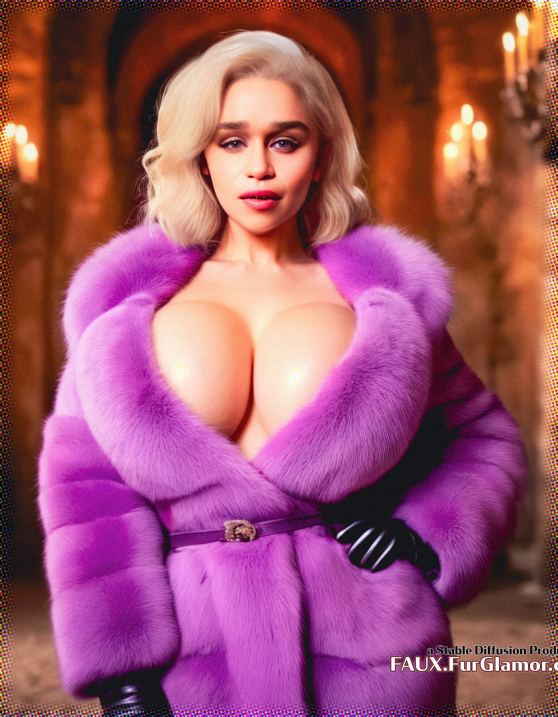 Stable Diffusion Render of Emilia Clarke in a Fur Coat