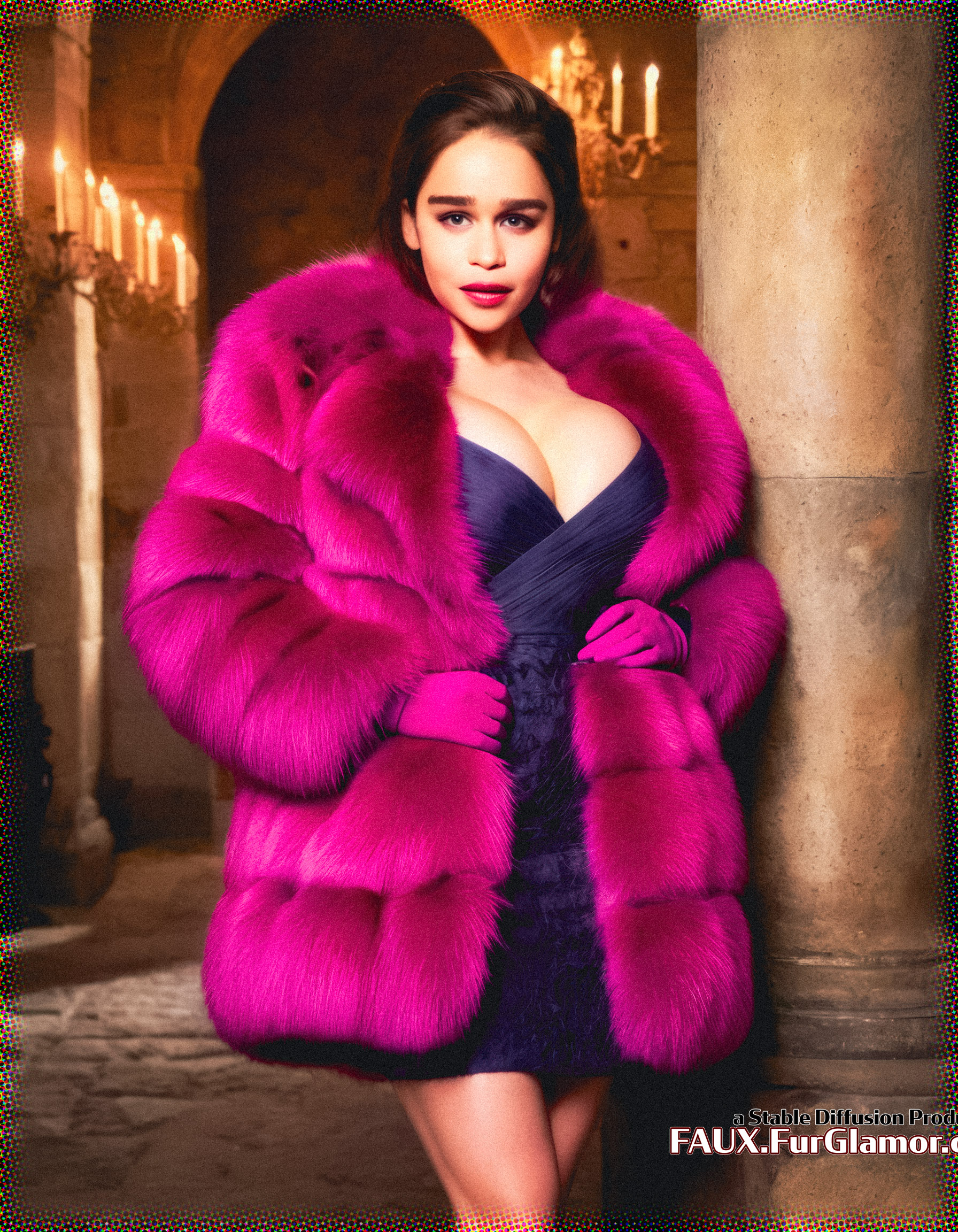 Stable Diffusion Render of Emilia Clarke in a Fur Coat
